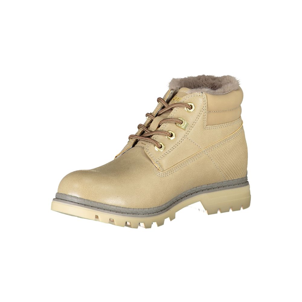 Beige Polyester Women Boot