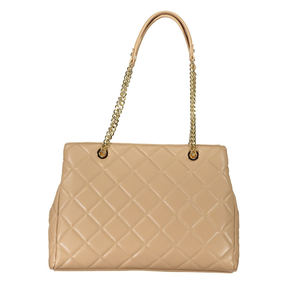 Beige Polyurethane Women Handbag