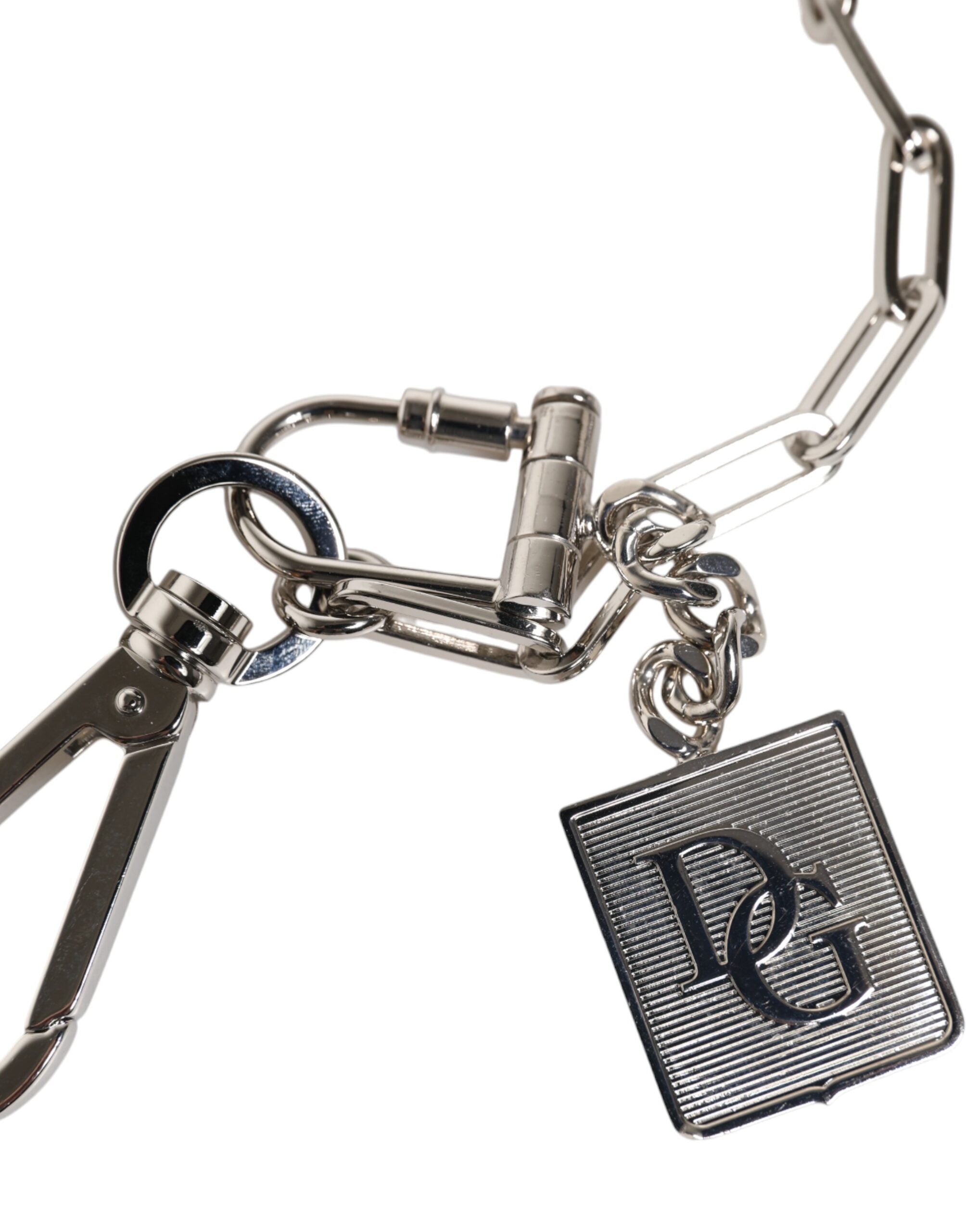 Silver Tone Metal Chain DG Charm Belt Keychain