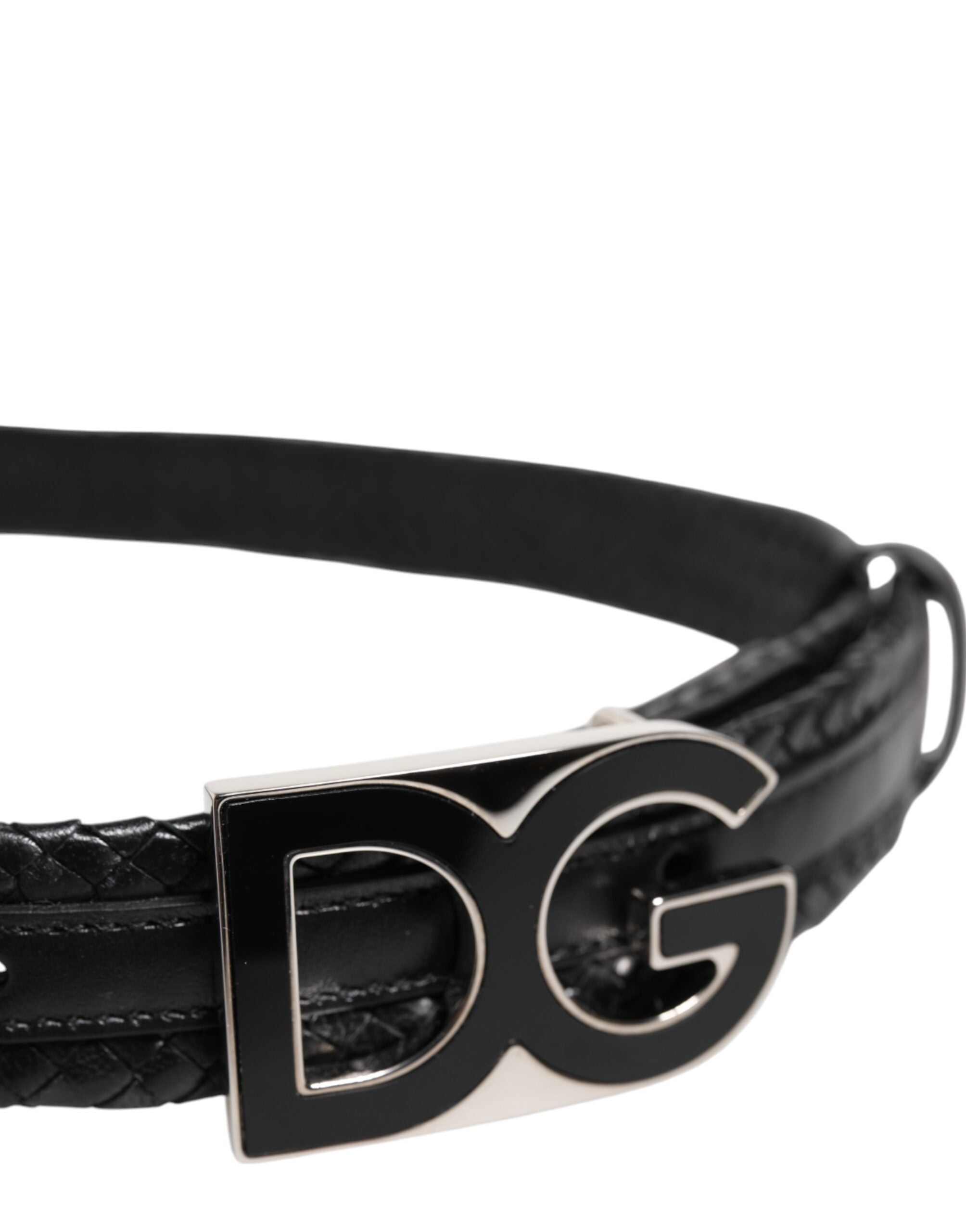 Black Classic Leather DG Logo Buckle Belt
