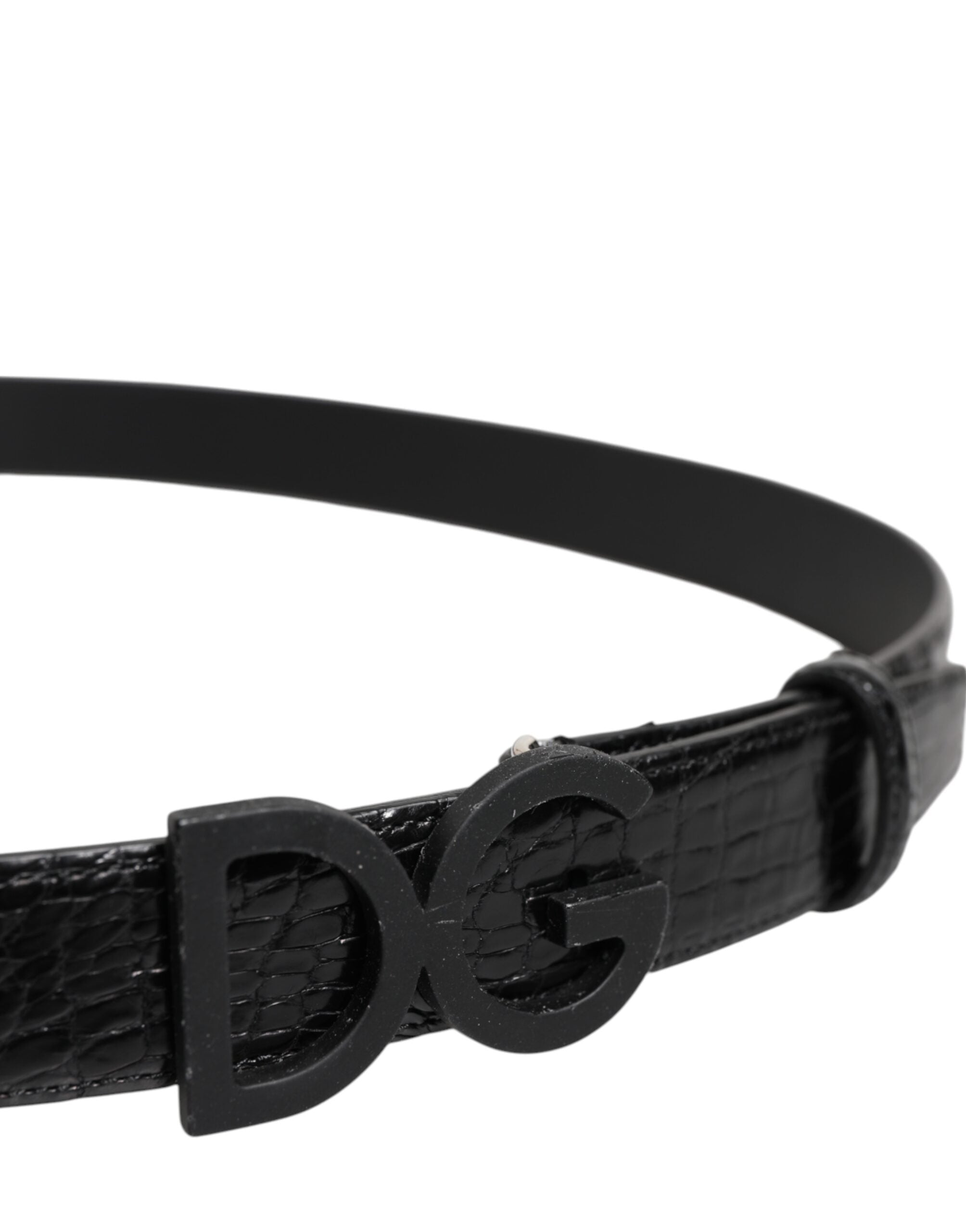 Black Leather Classic Metal DG Buckle Belt