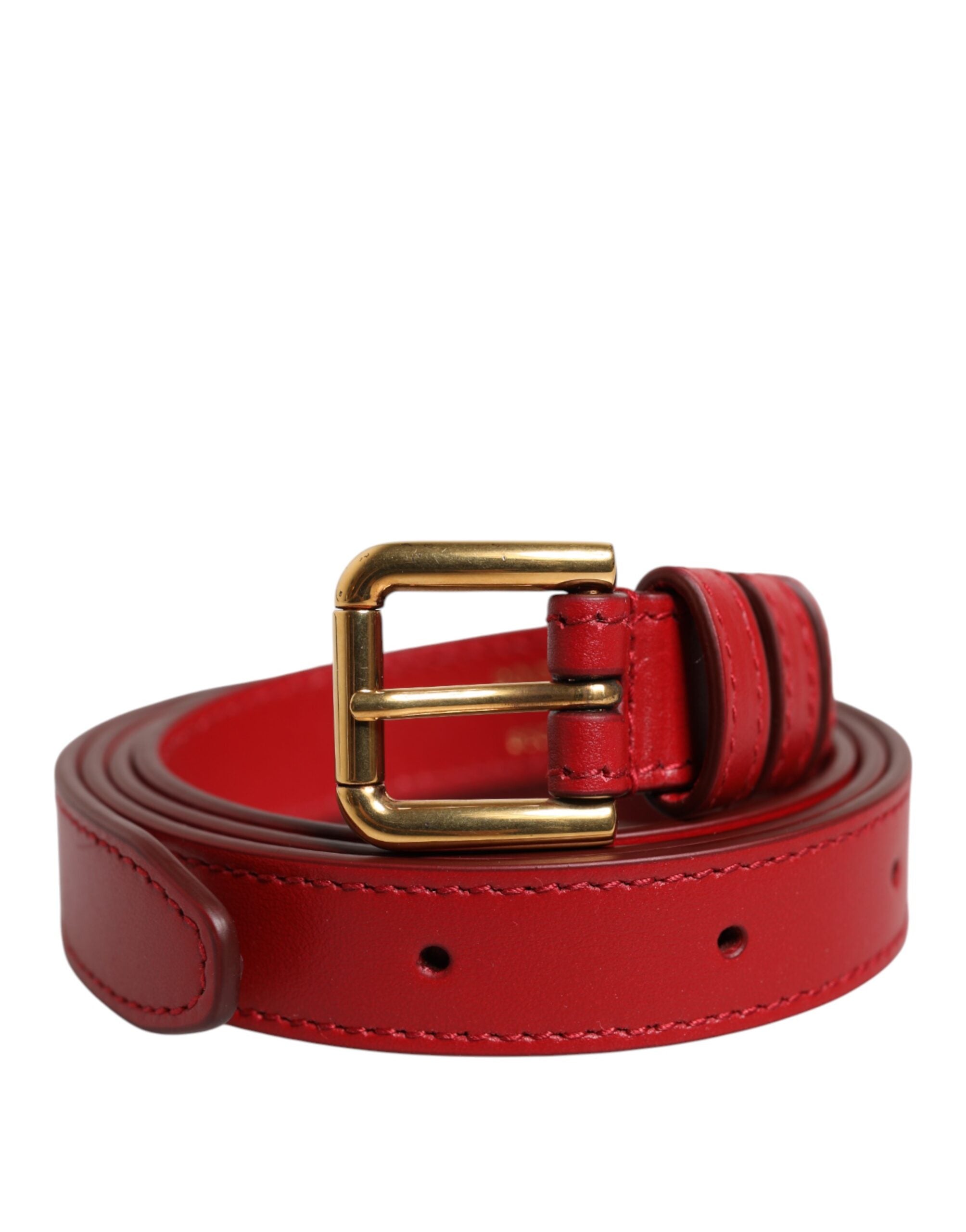 Red Logo Engraved Metal Waist Buckle Belt