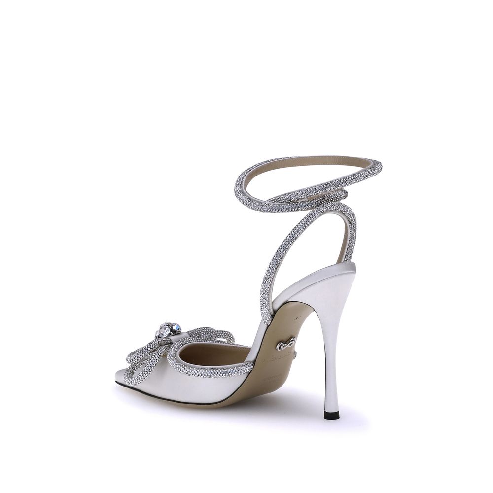 White Silk High Heel Pumps
