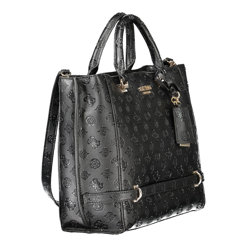 Black Polyurethane Women Handbag