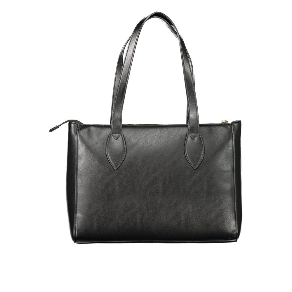 Black Polyurethane Women Handbag
