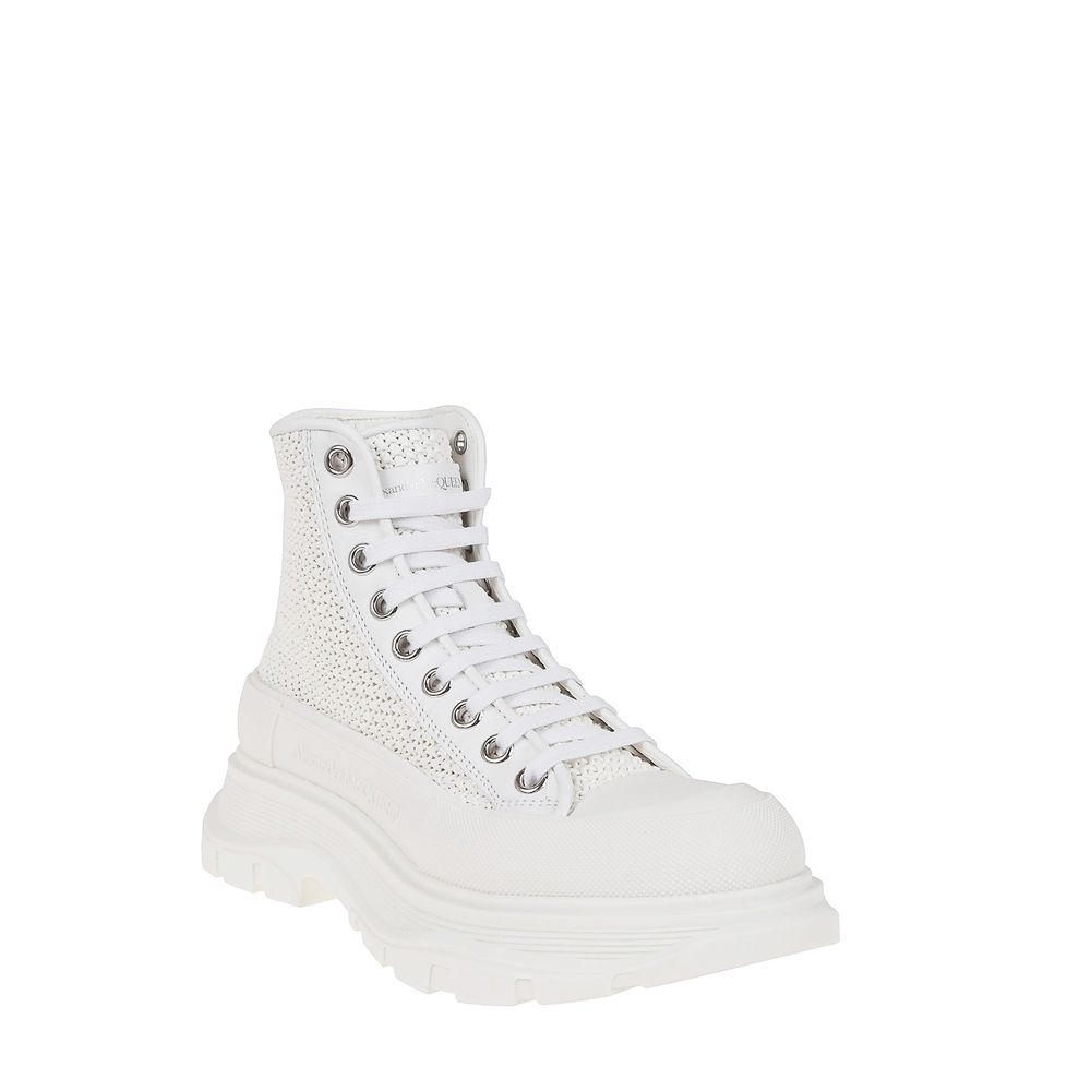 White Raffia High Top Sneakers