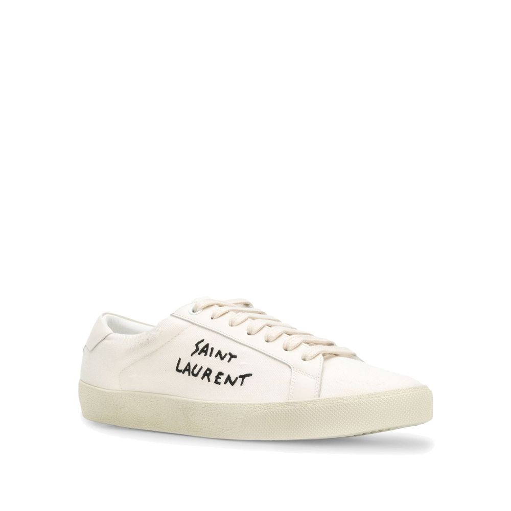 White Canvas Low Top Sneakers