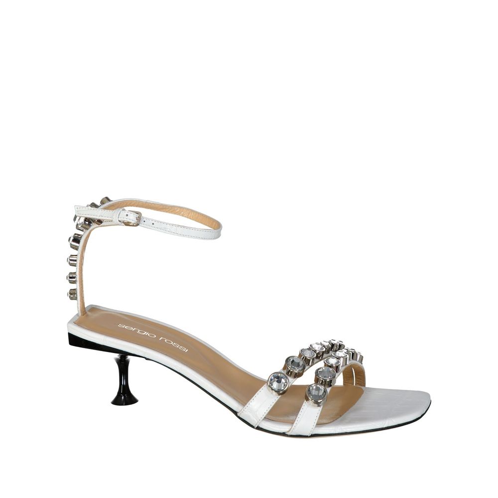 White Calfskin Strap-On Sandals