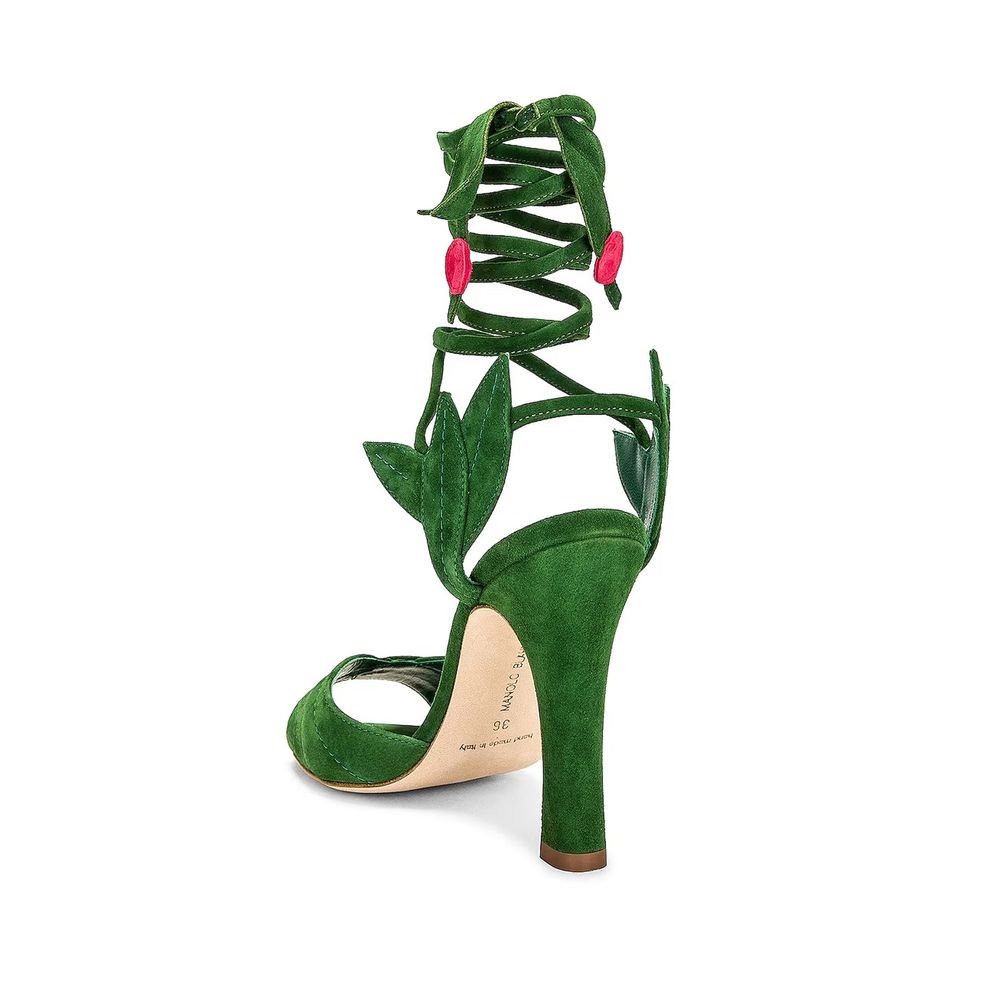 Green Calfskin Strap-On Sandals