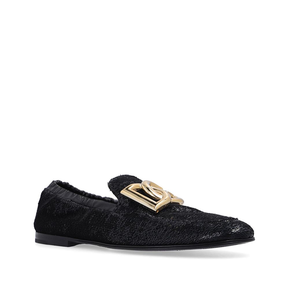 Black Fabric Slip-On Loafers