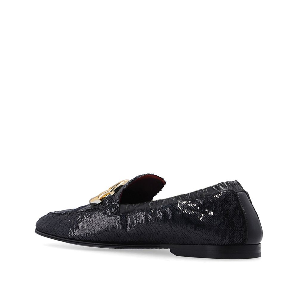 Black Fabric Slip-On Loafers