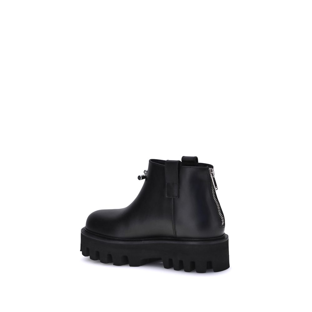 Black Calf Leather Bos Taurus Ankle Boots