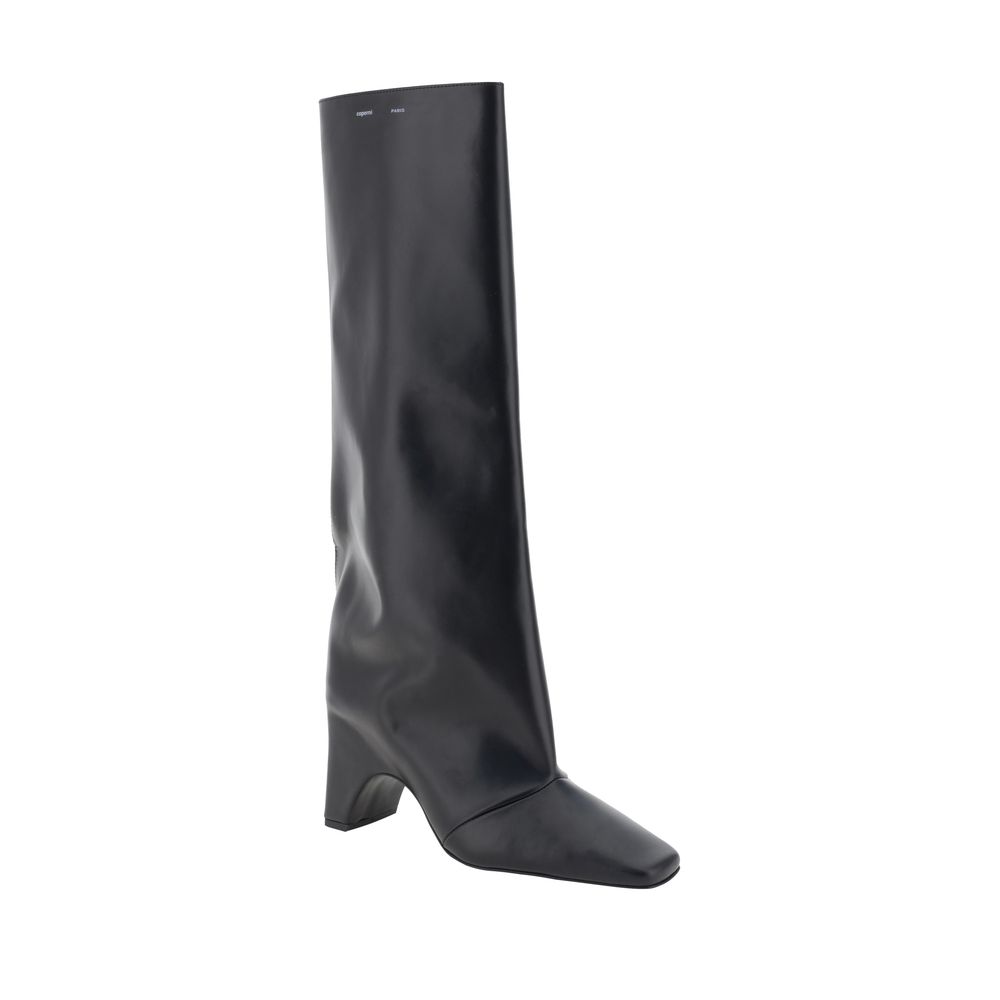 Black Calf Leather Bos Taurus High Heel Boots