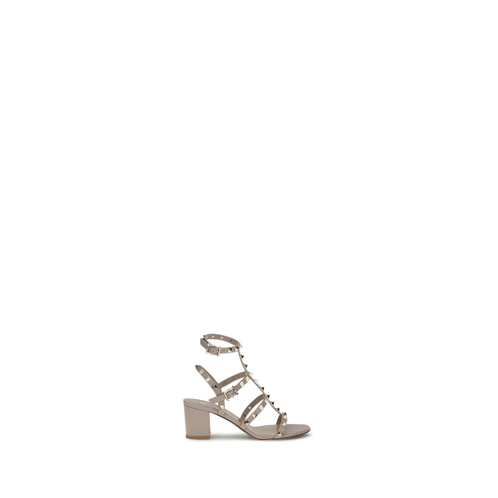 Beige Calf Leather Bos Taurus Platform Sandals