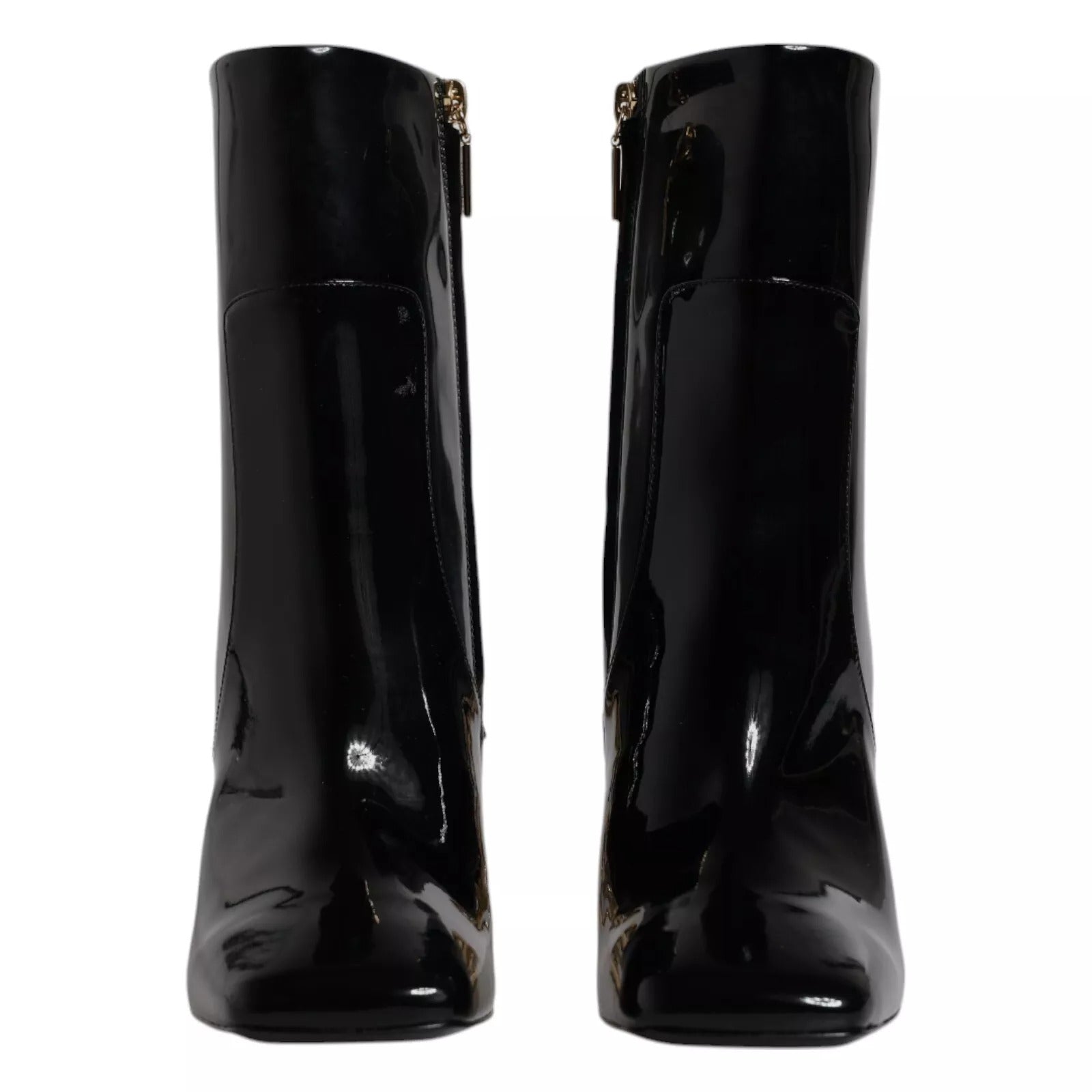 Black Jackie Leather Mid Calf Boots Shoes