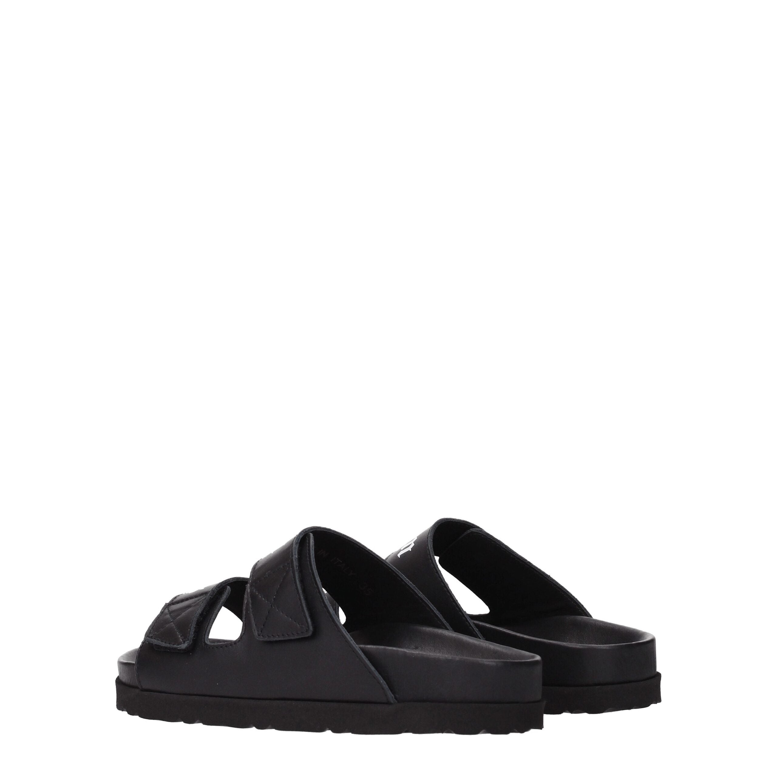 Black Leather Slippers