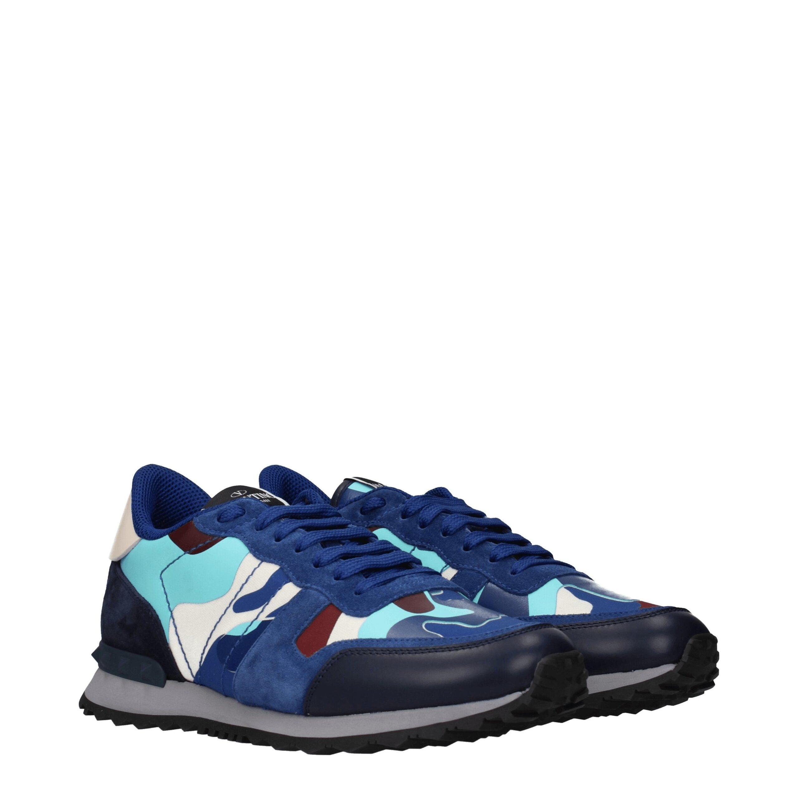 Blue Leather Athletic Sneakers