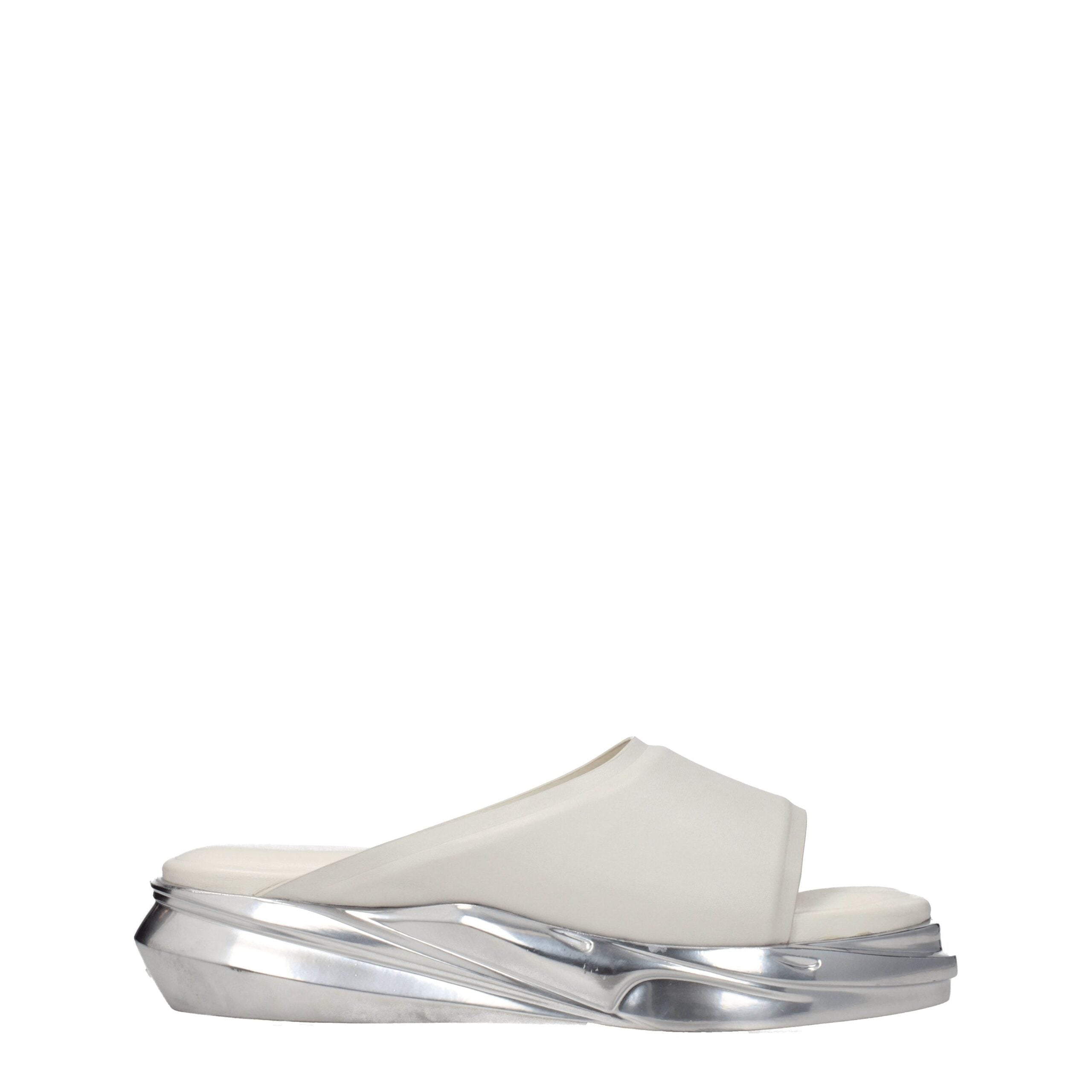 Gray Leather Slippers