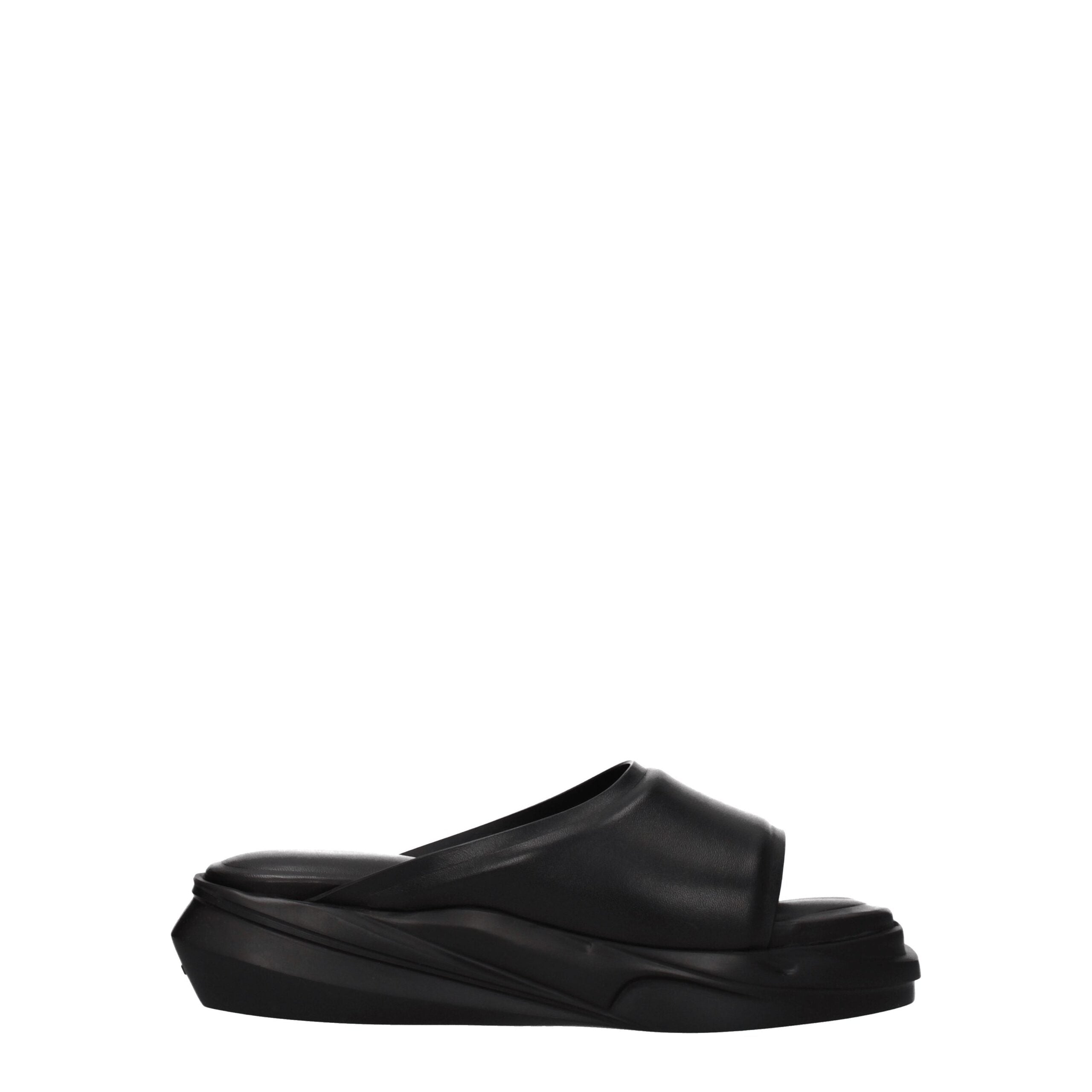 Black Leather Slippers