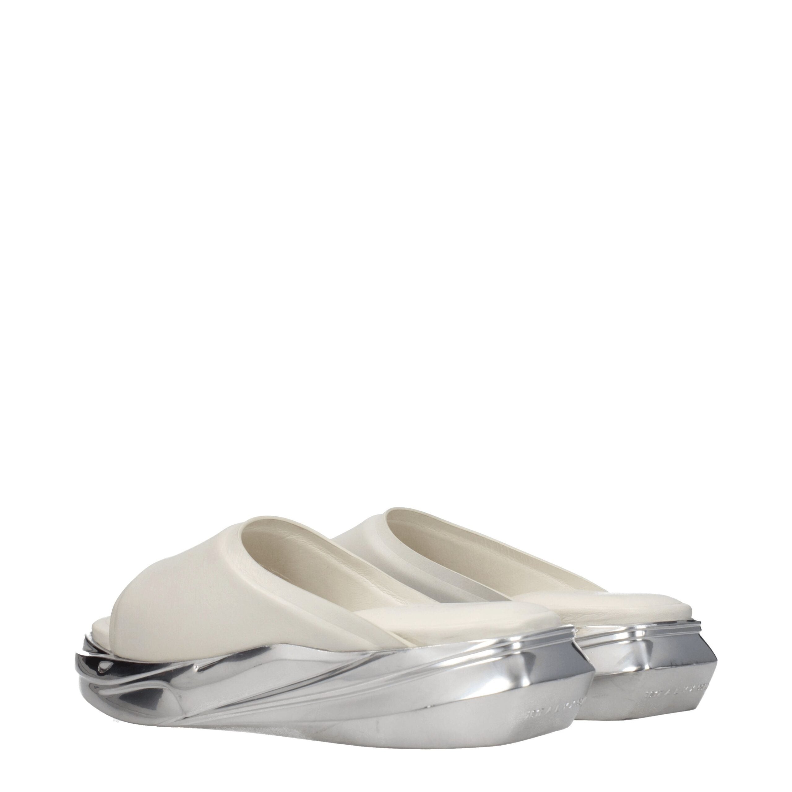 Gray Leather Slippers