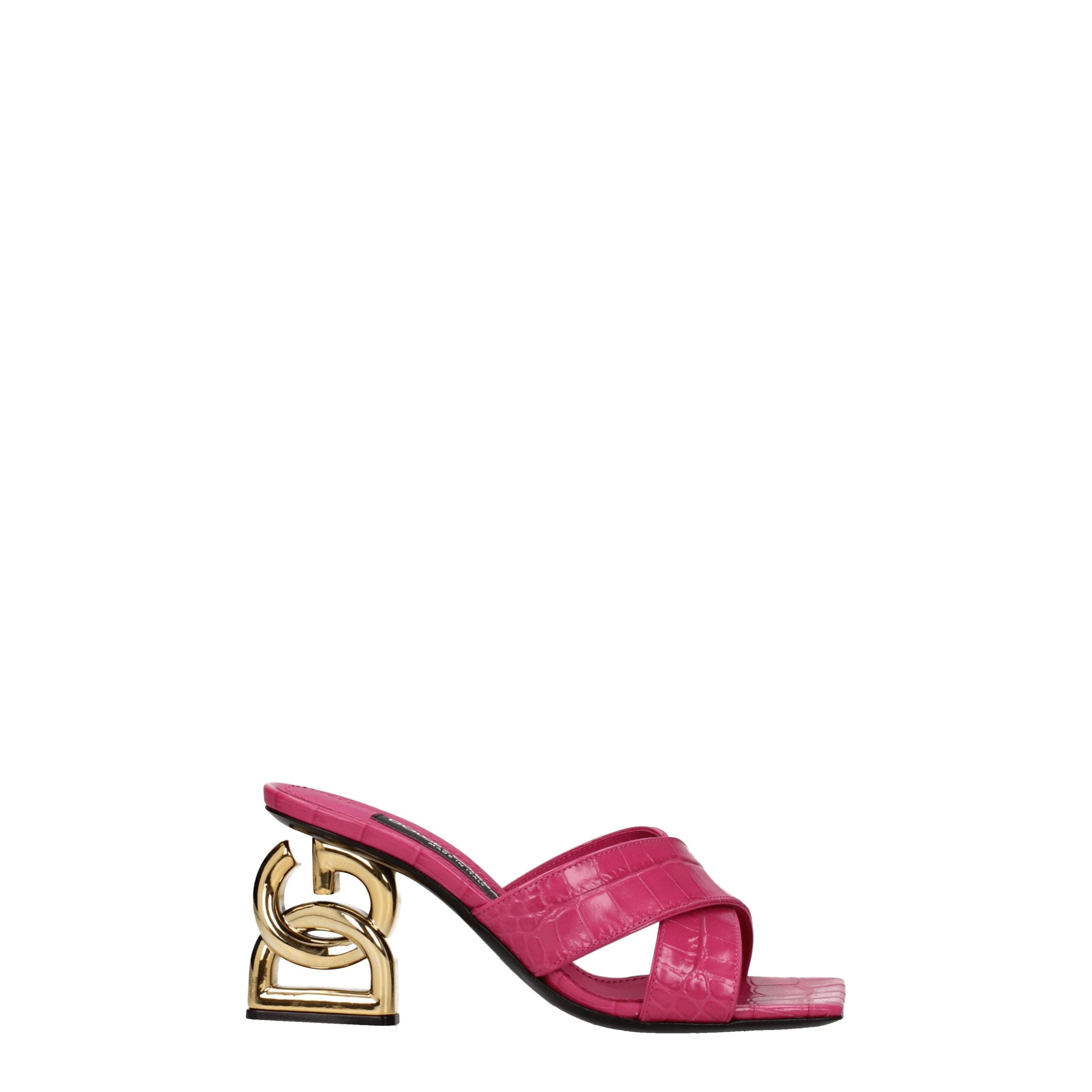 Pink Leather Platform Sandals