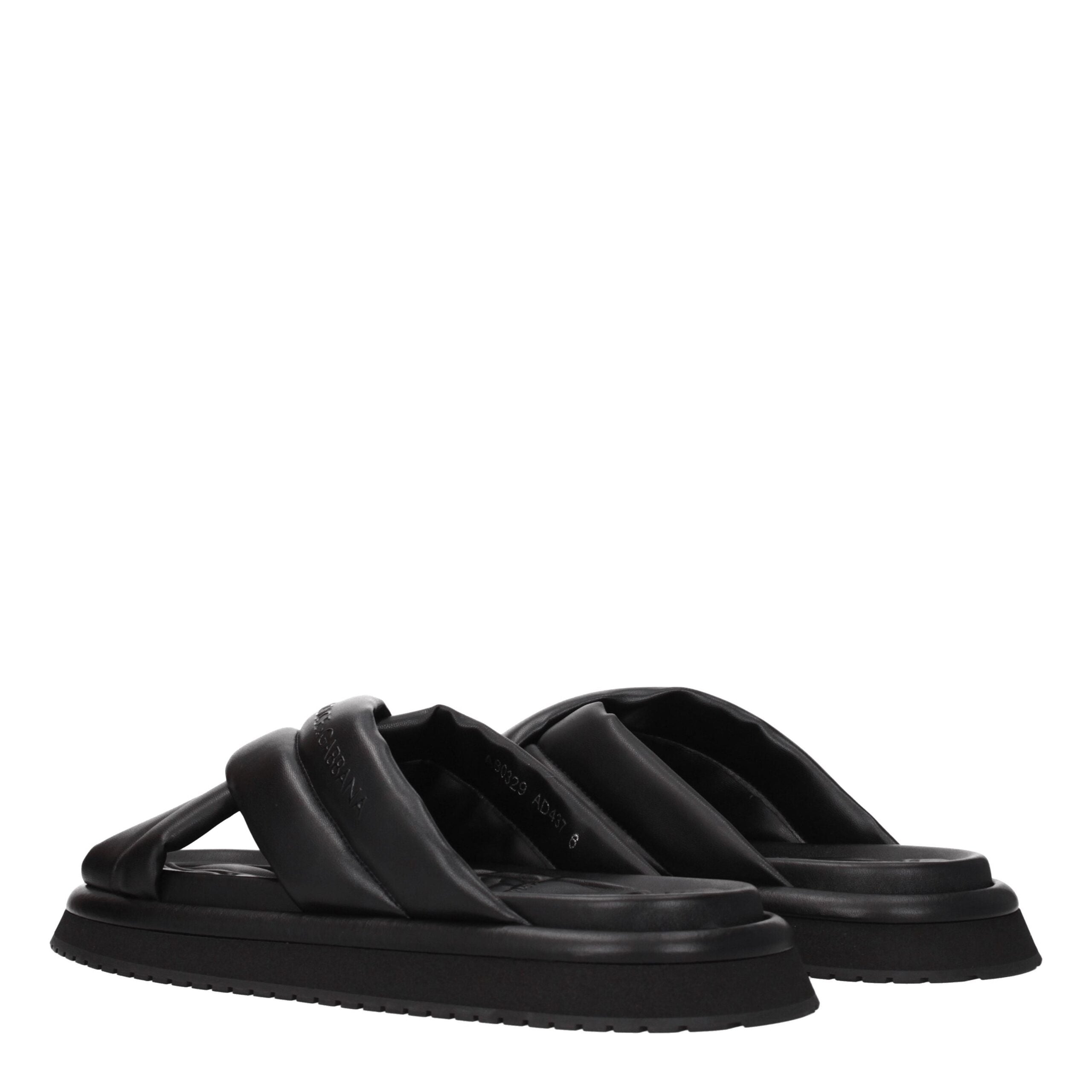 Black Leather Slippers
