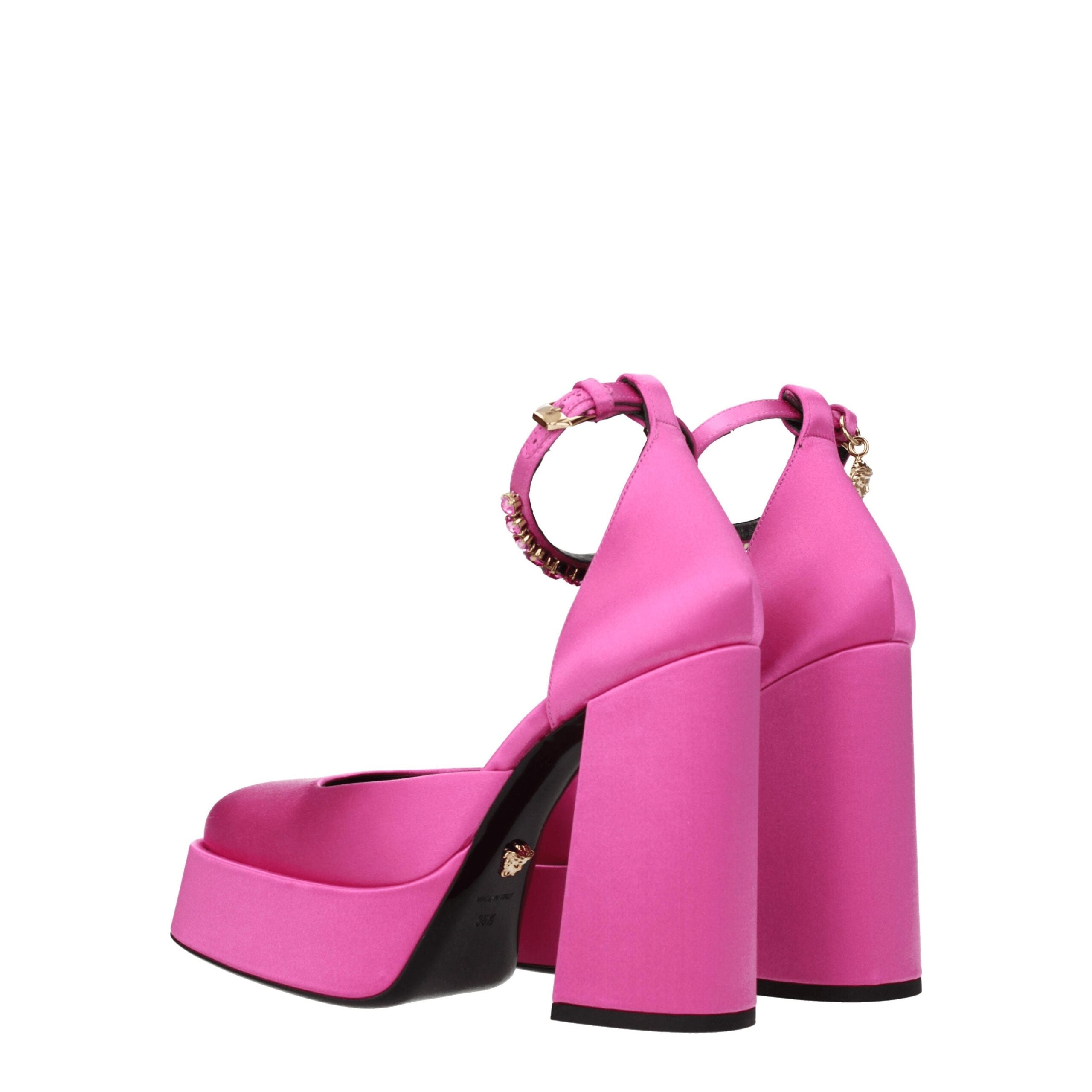 Pink Satin Platform Pumps