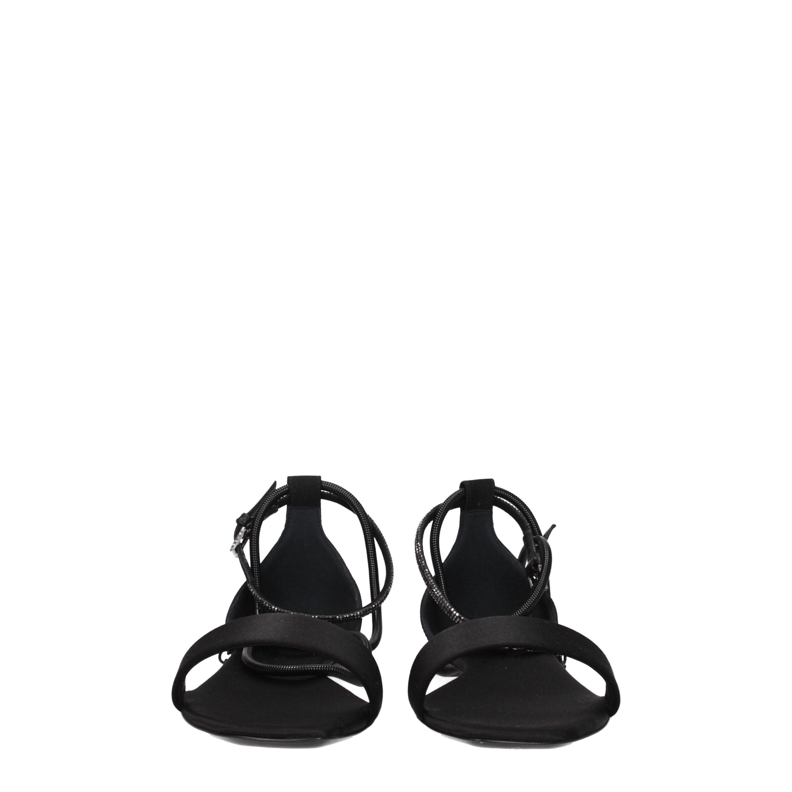 Black Satin Sandals
