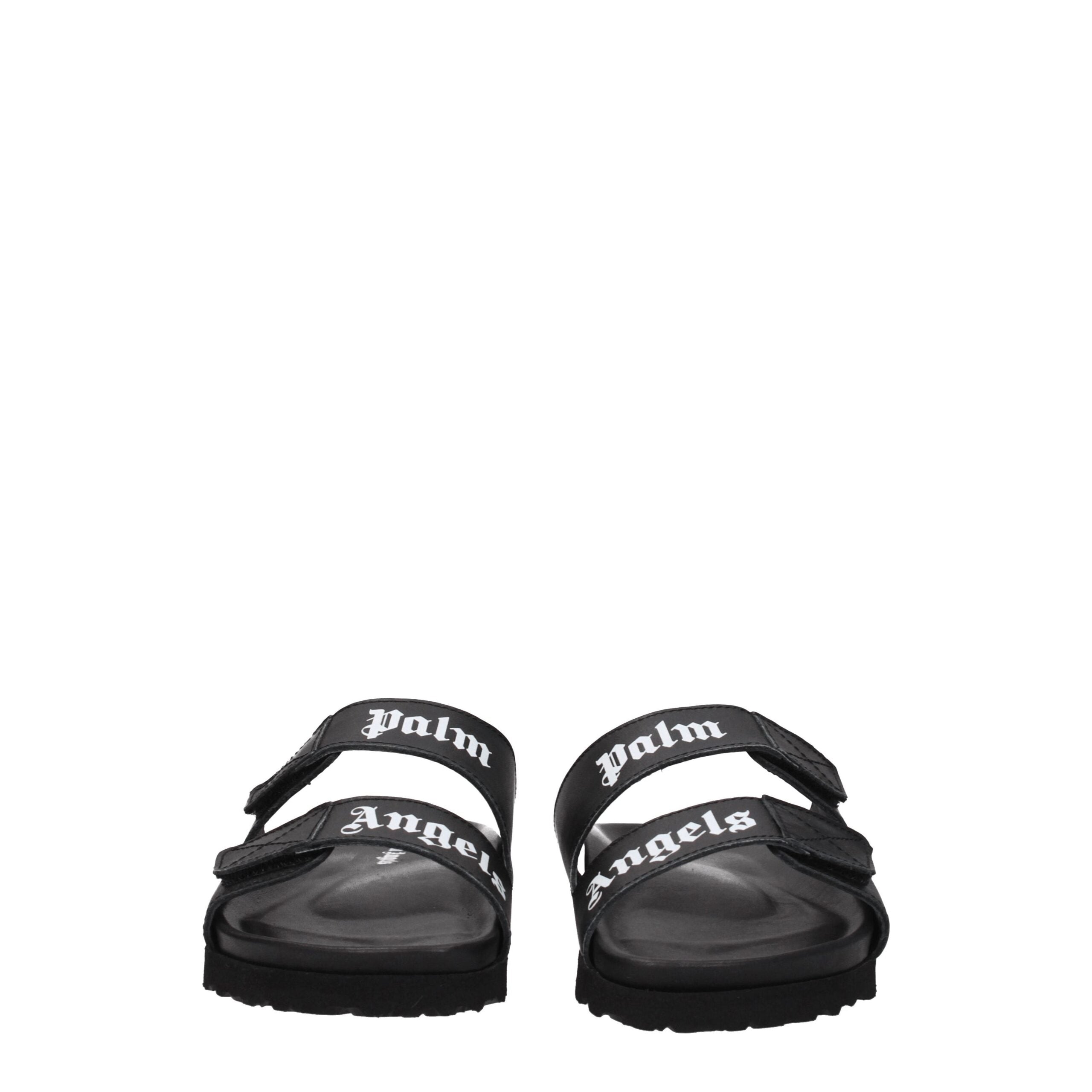 Black Leather Flat Sandals