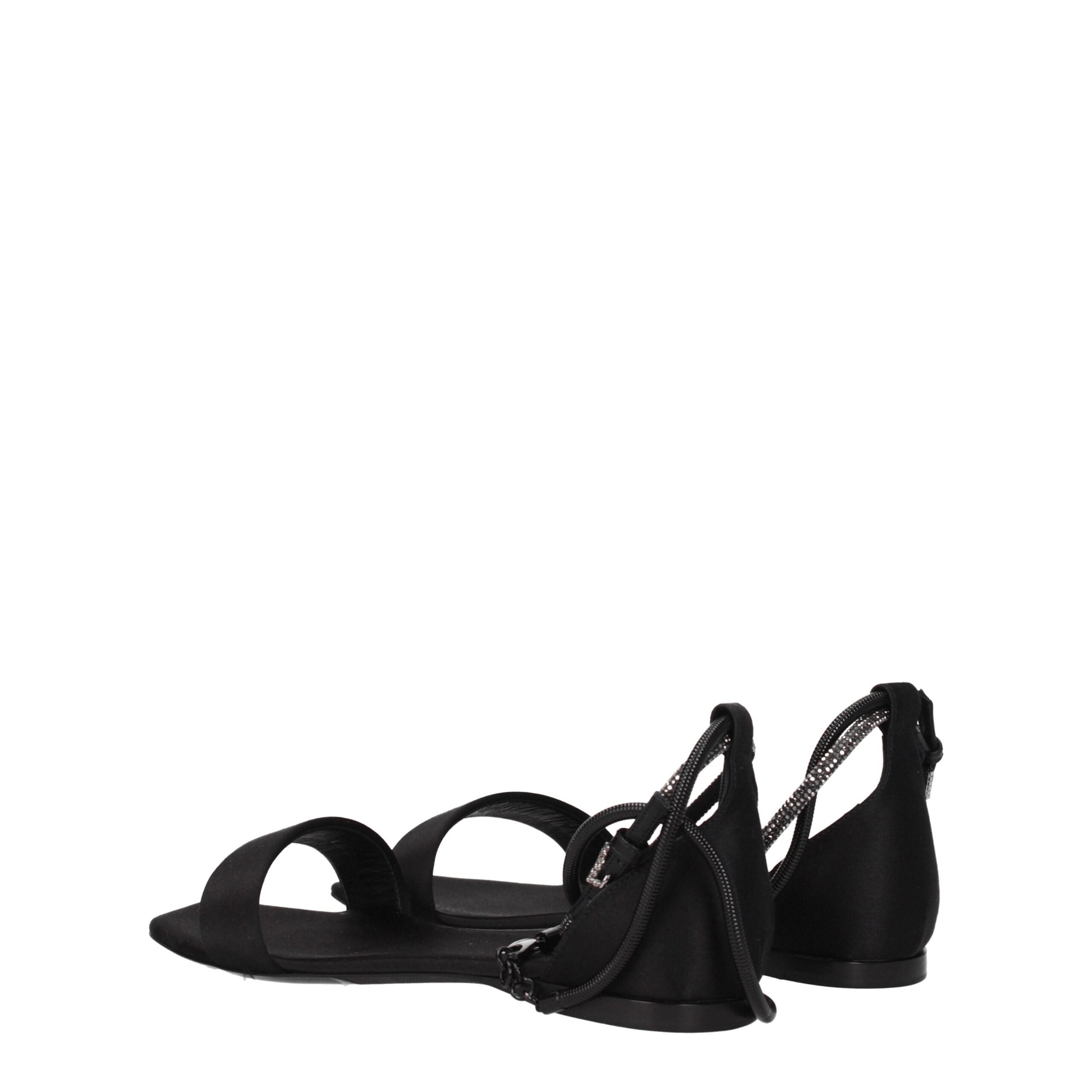 Black Satin Sandals