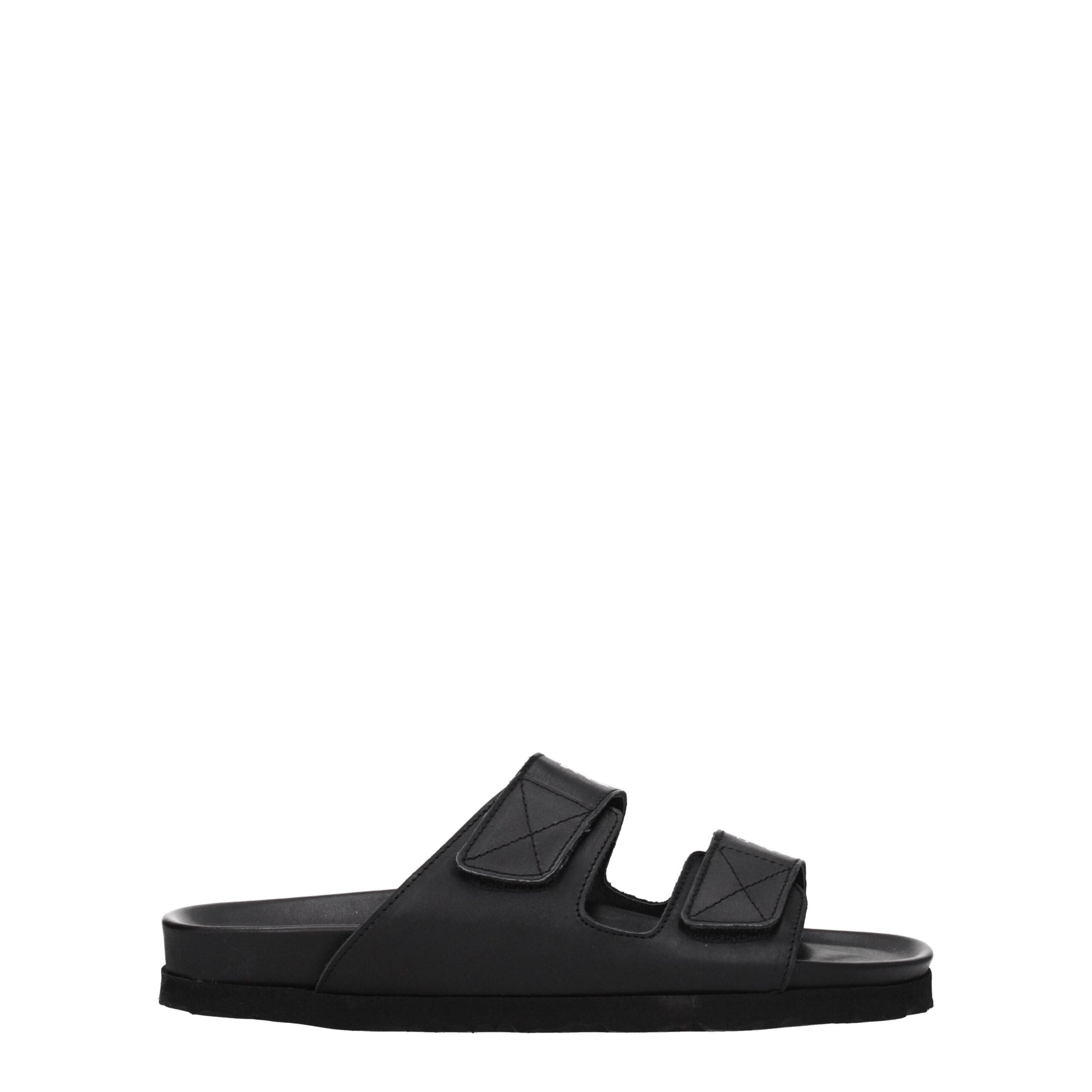 Black Leather Slippers