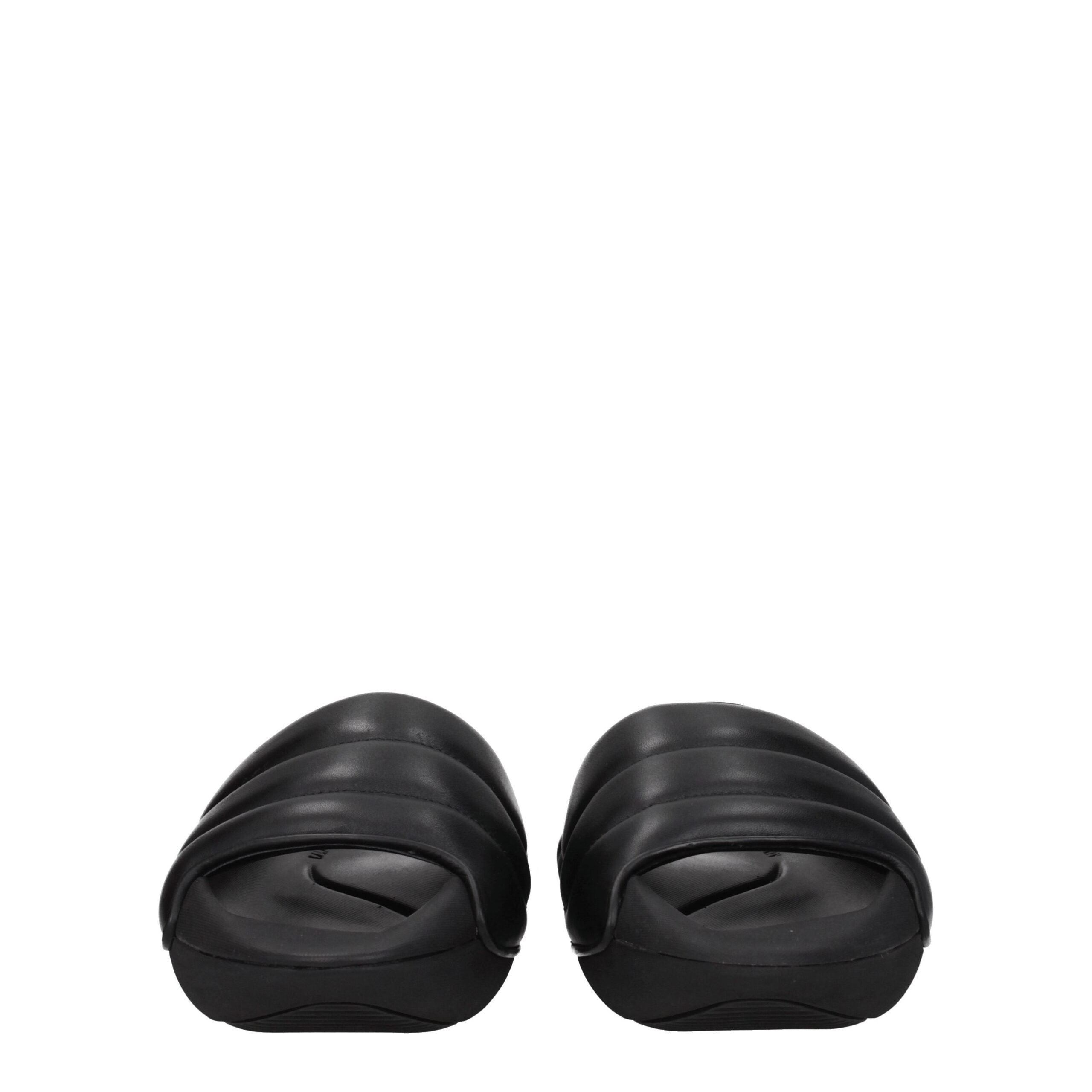 Black Leather Slippers
