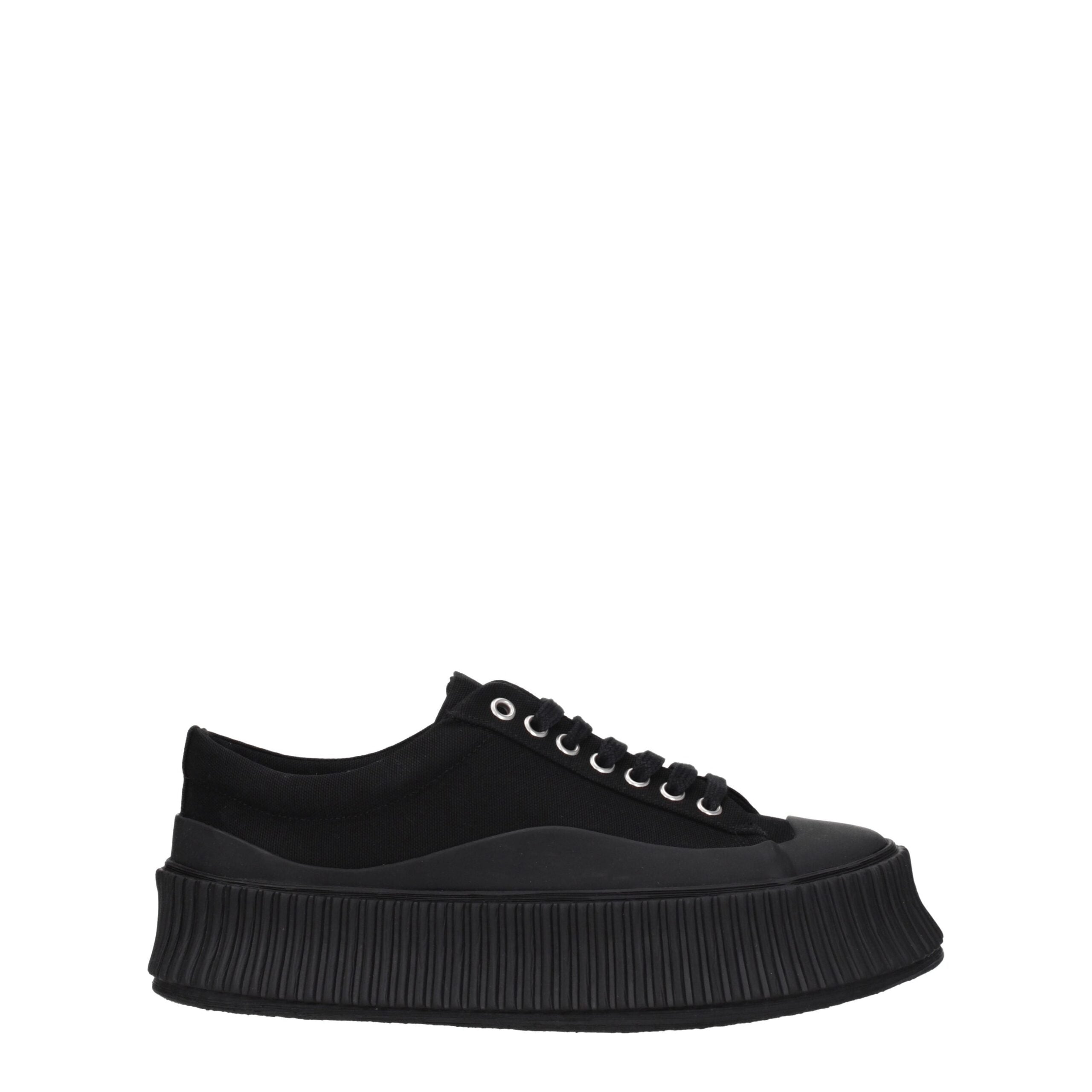 Black Fabric Chunky Sneakers
