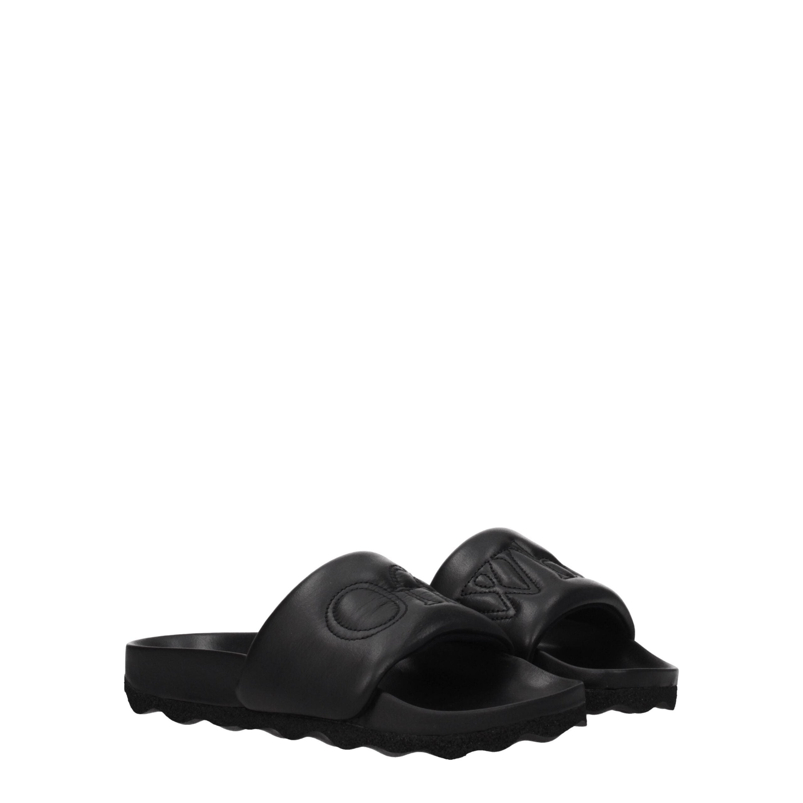 Black Leather Slippers