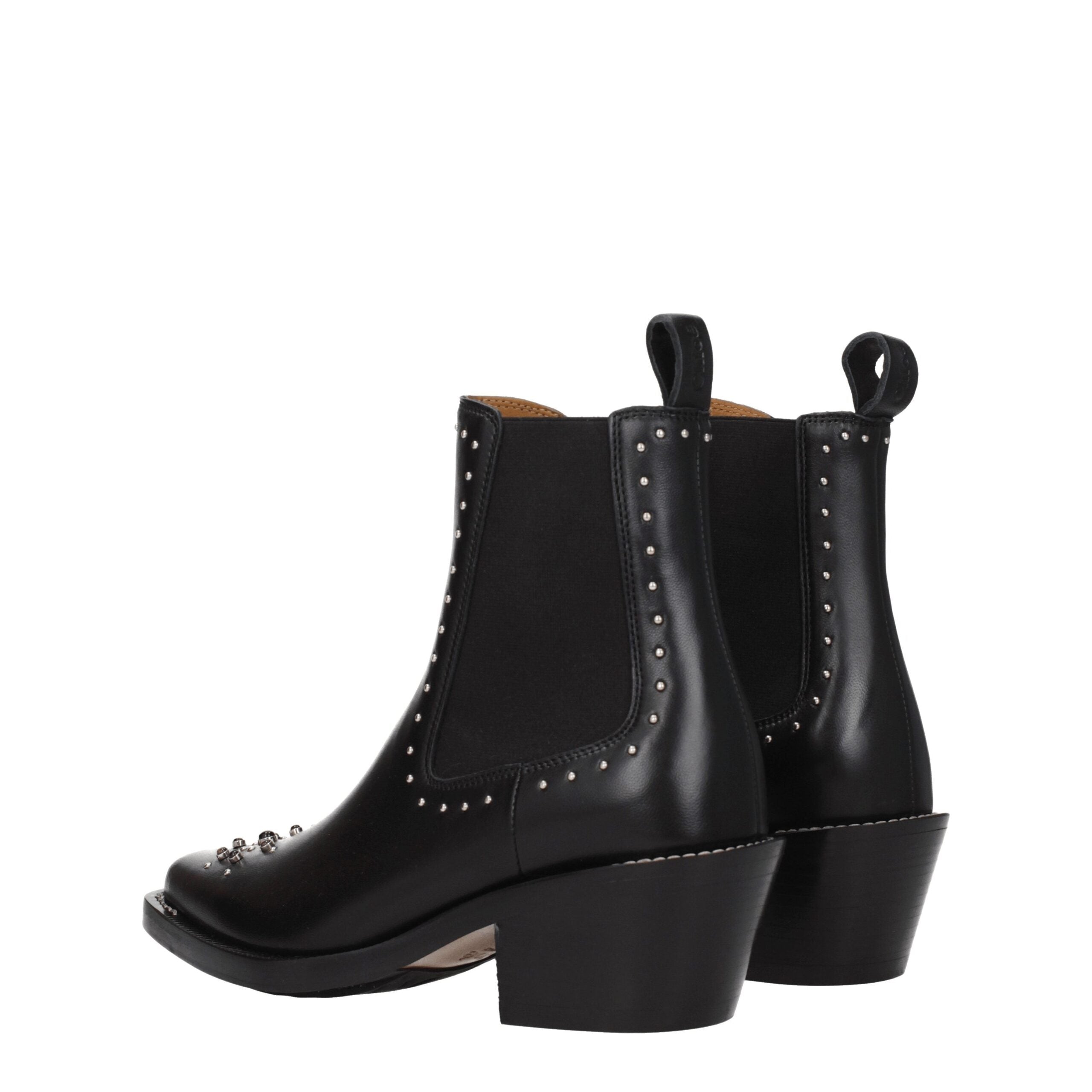 Black Leather Ankle Boots