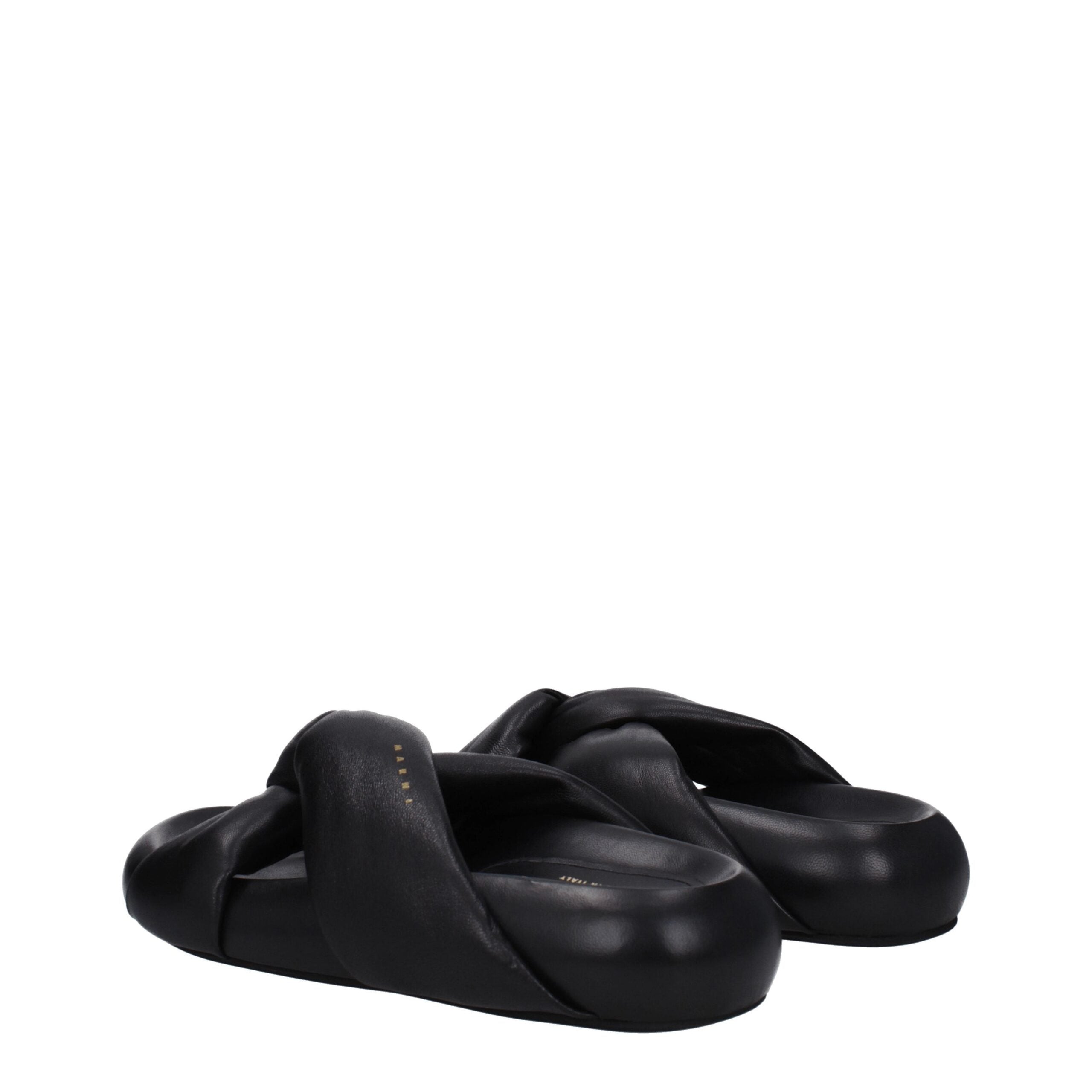 Black Leather Slippers