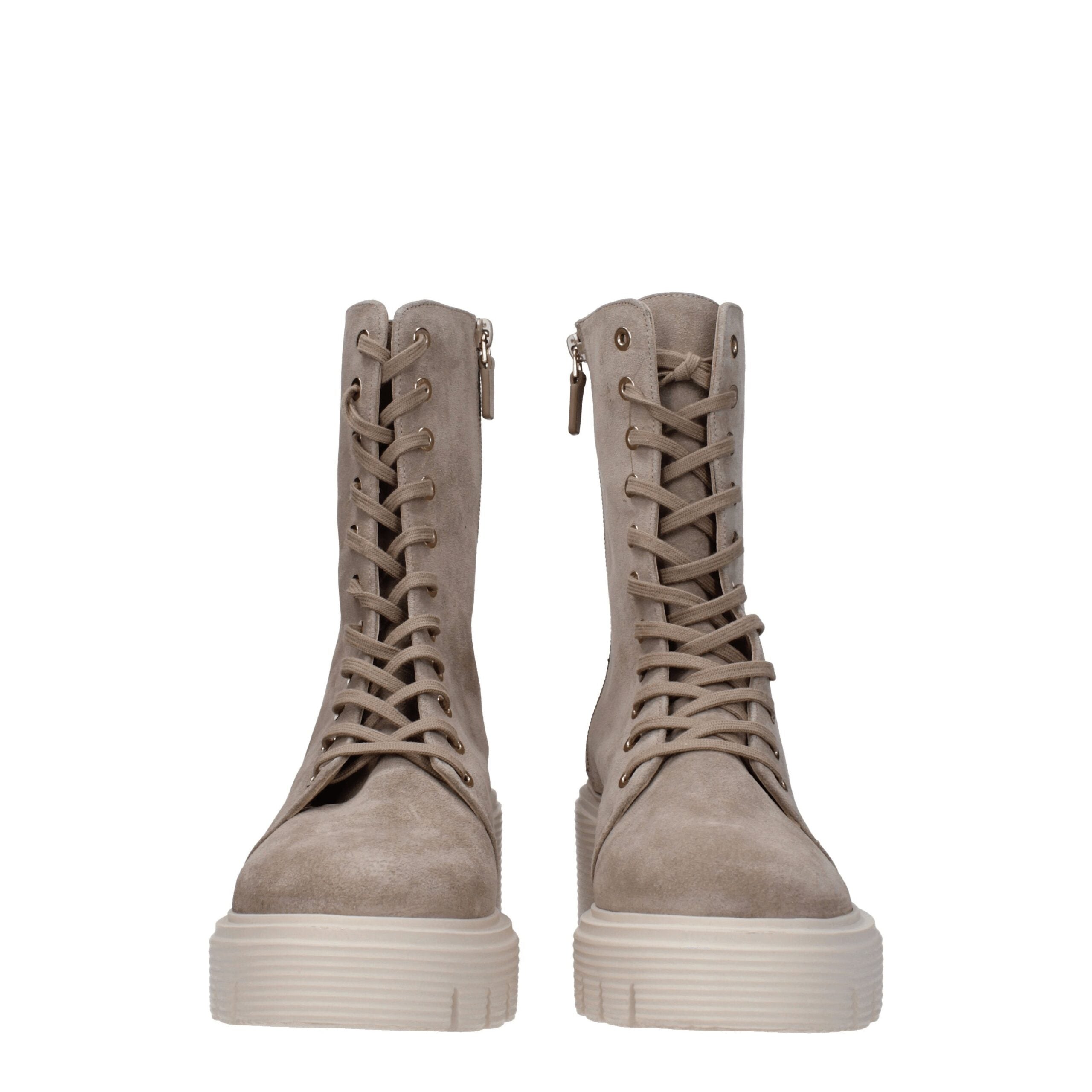 Beige Leather Ankle Boots