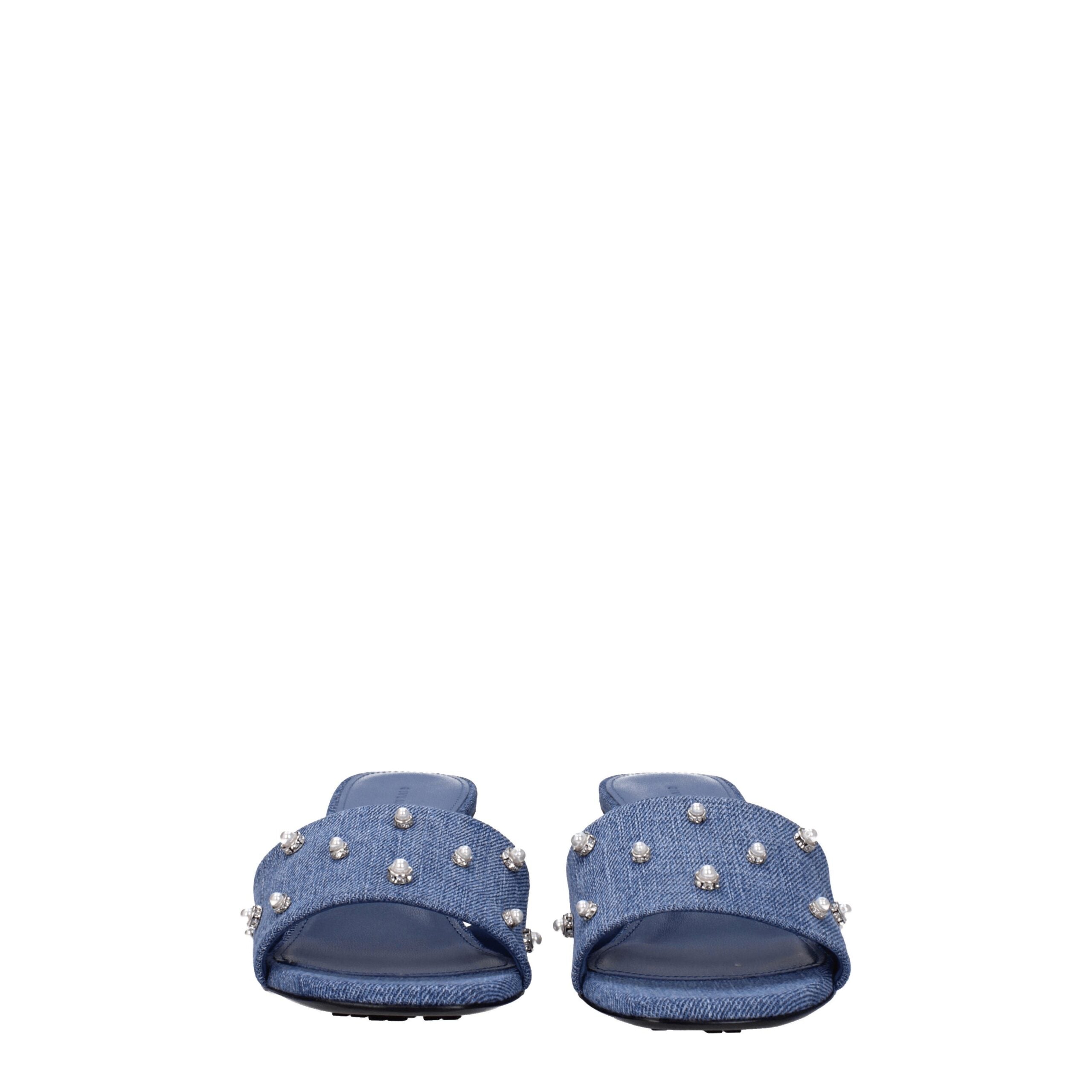 Blue Fabric Flat Sandals