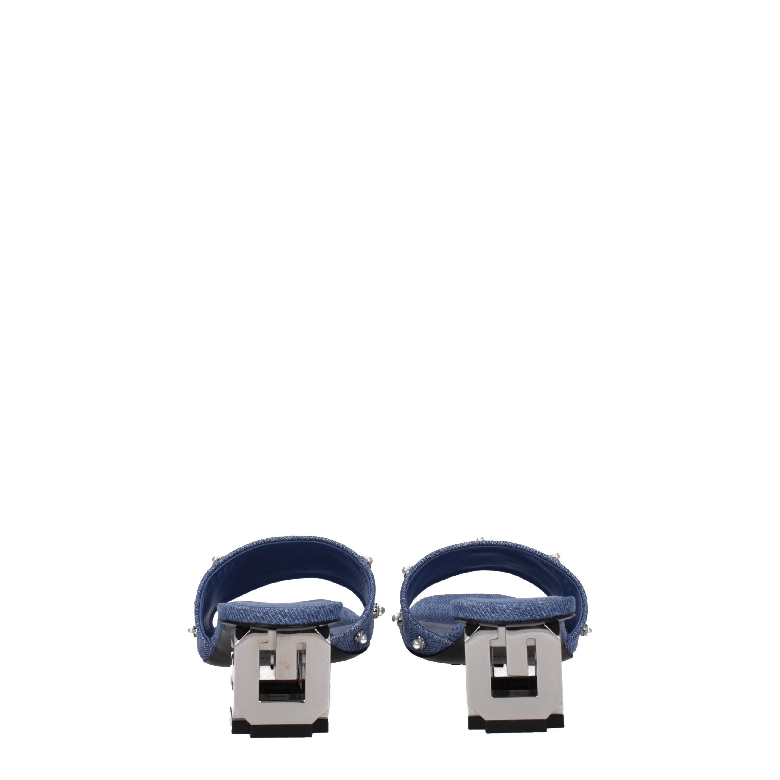 Blue Fabric Flat Sandals