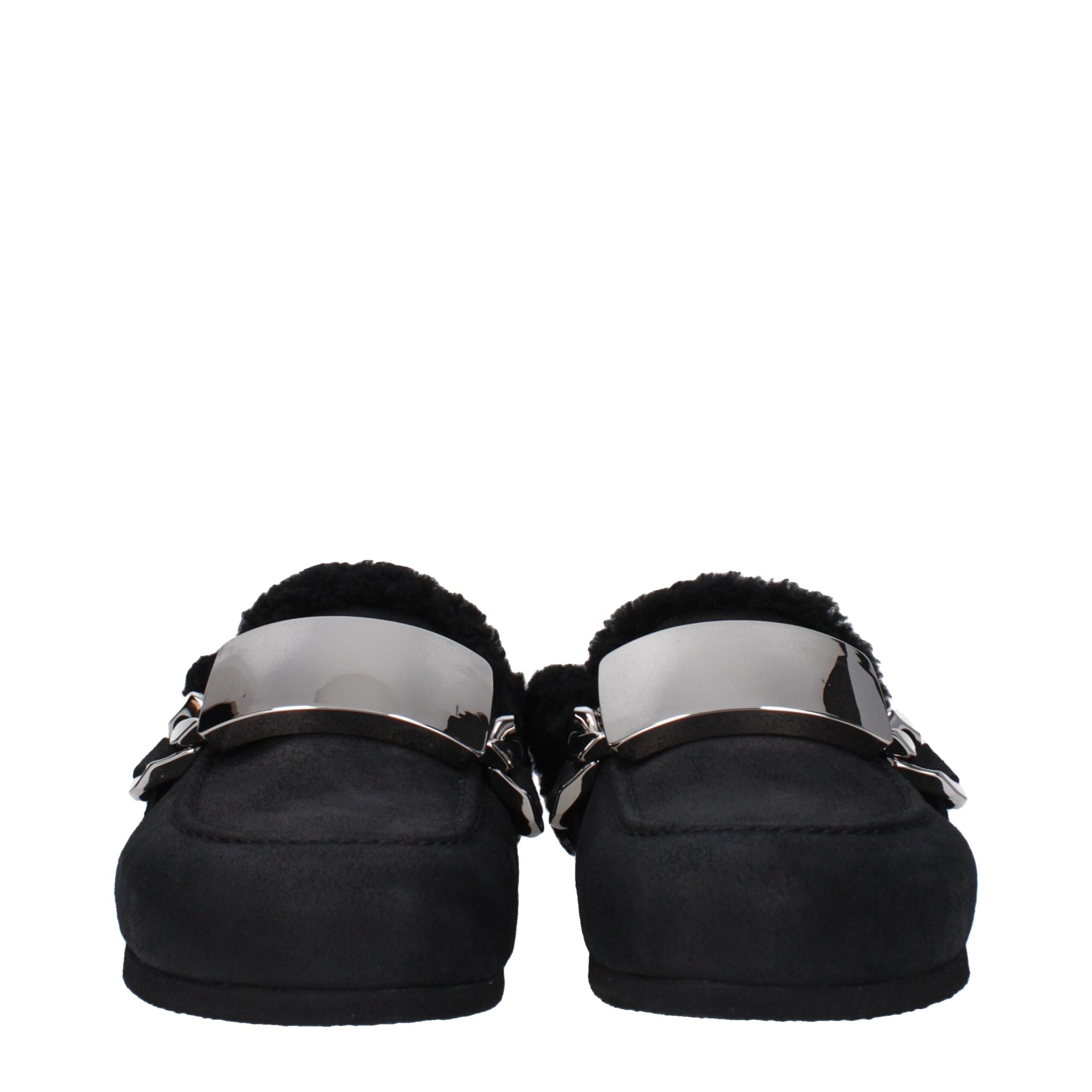 Black Leather Slippers
