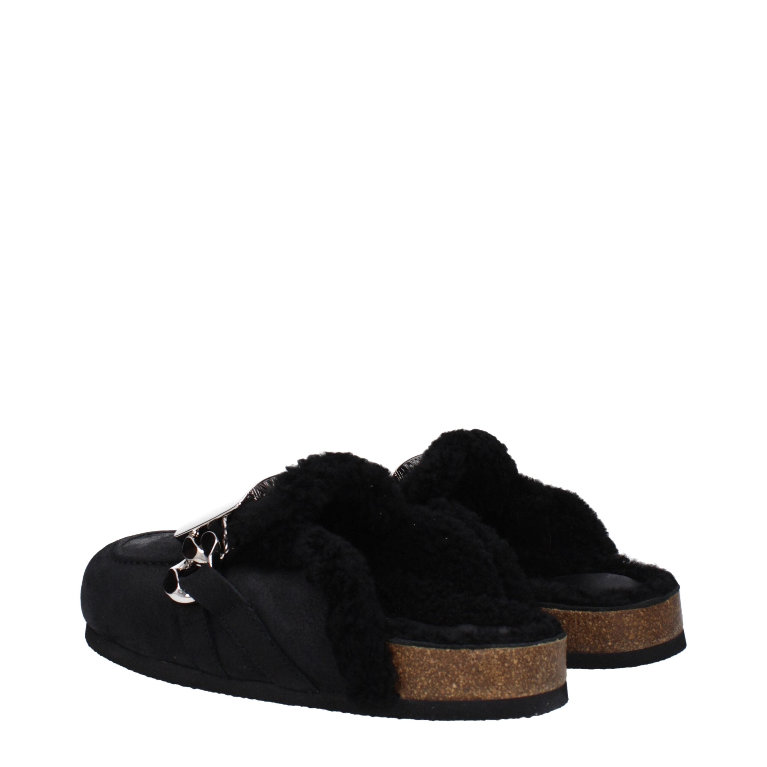 Black Leather Slippers