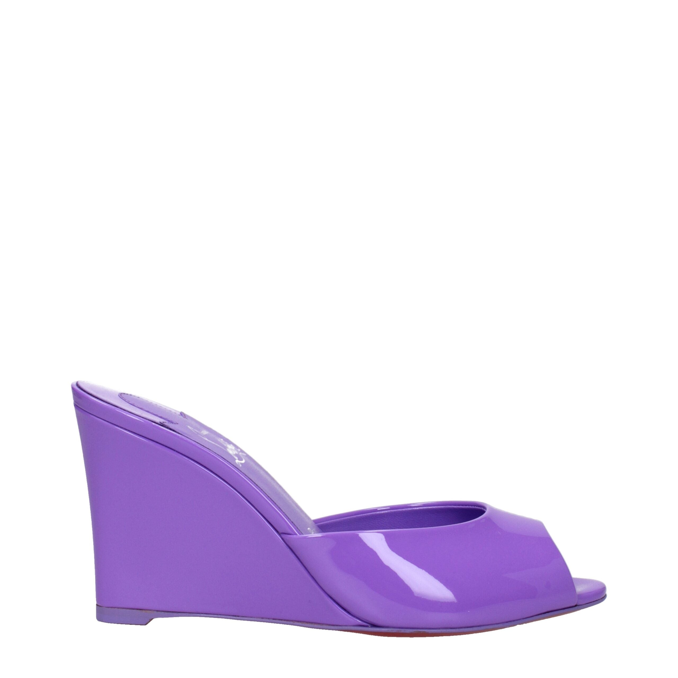 Purple Leather Wedge Sandals