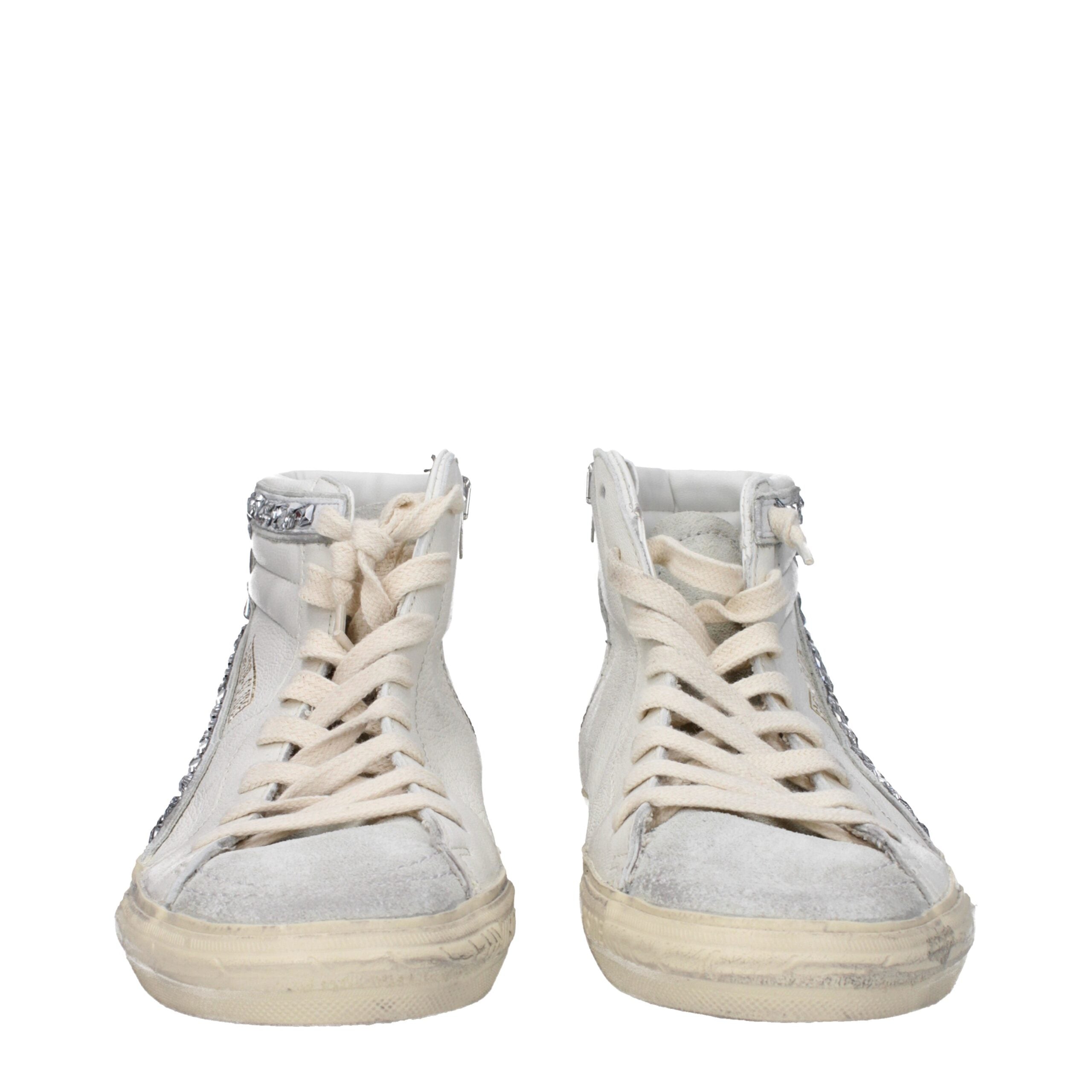 White Leather High Top Sneakers