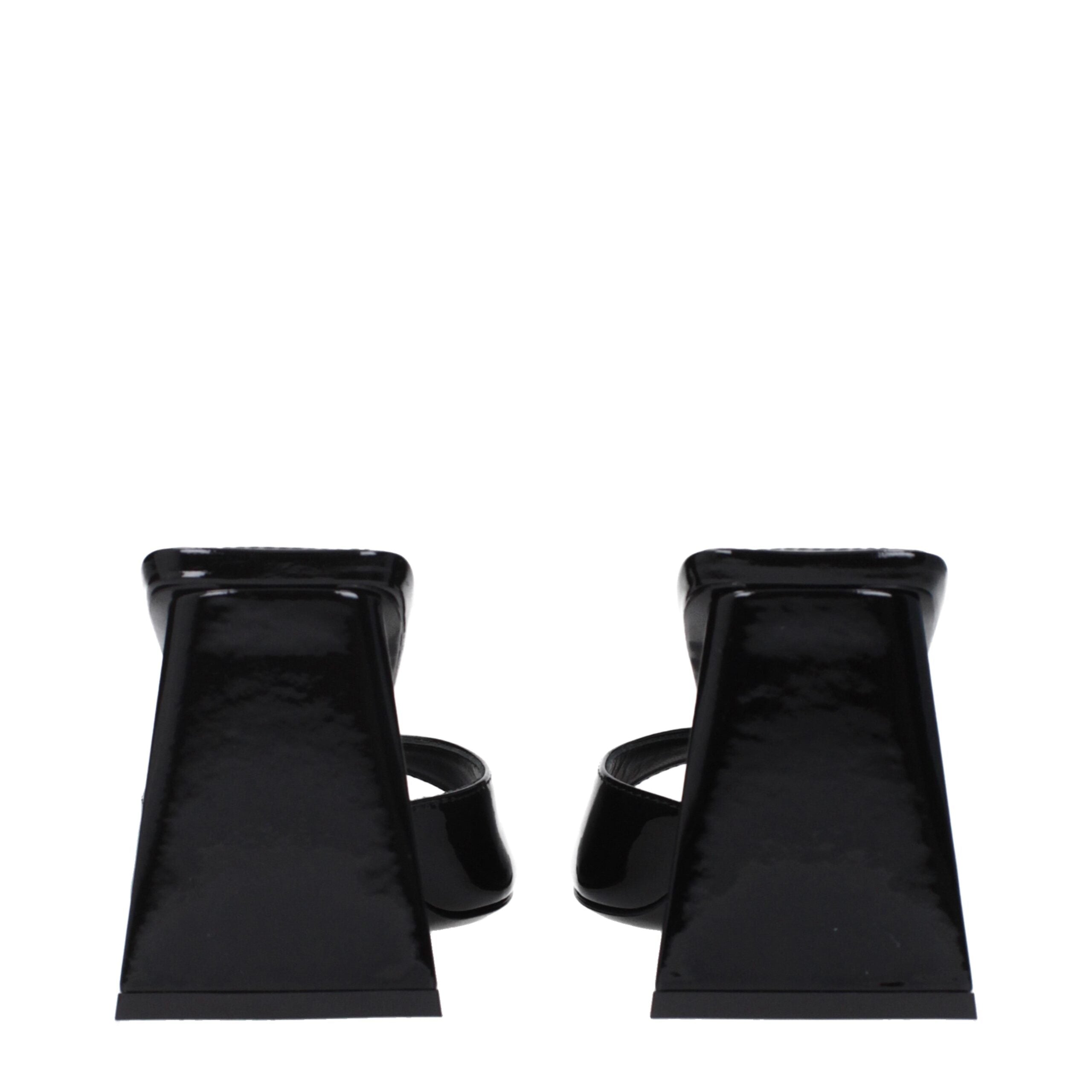 Black Leather Stiletto Heel Sandals