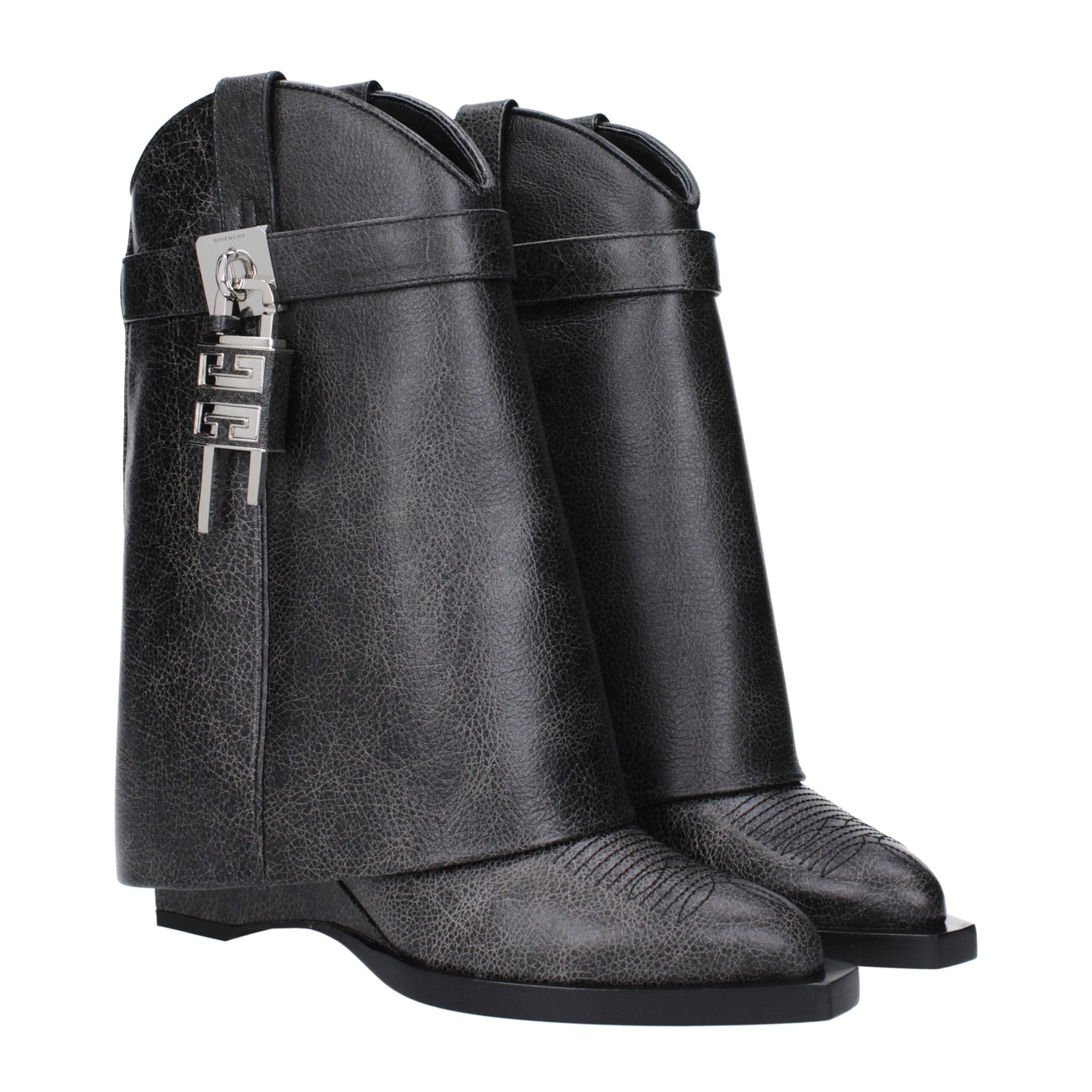 Black Leather Ankle Boots