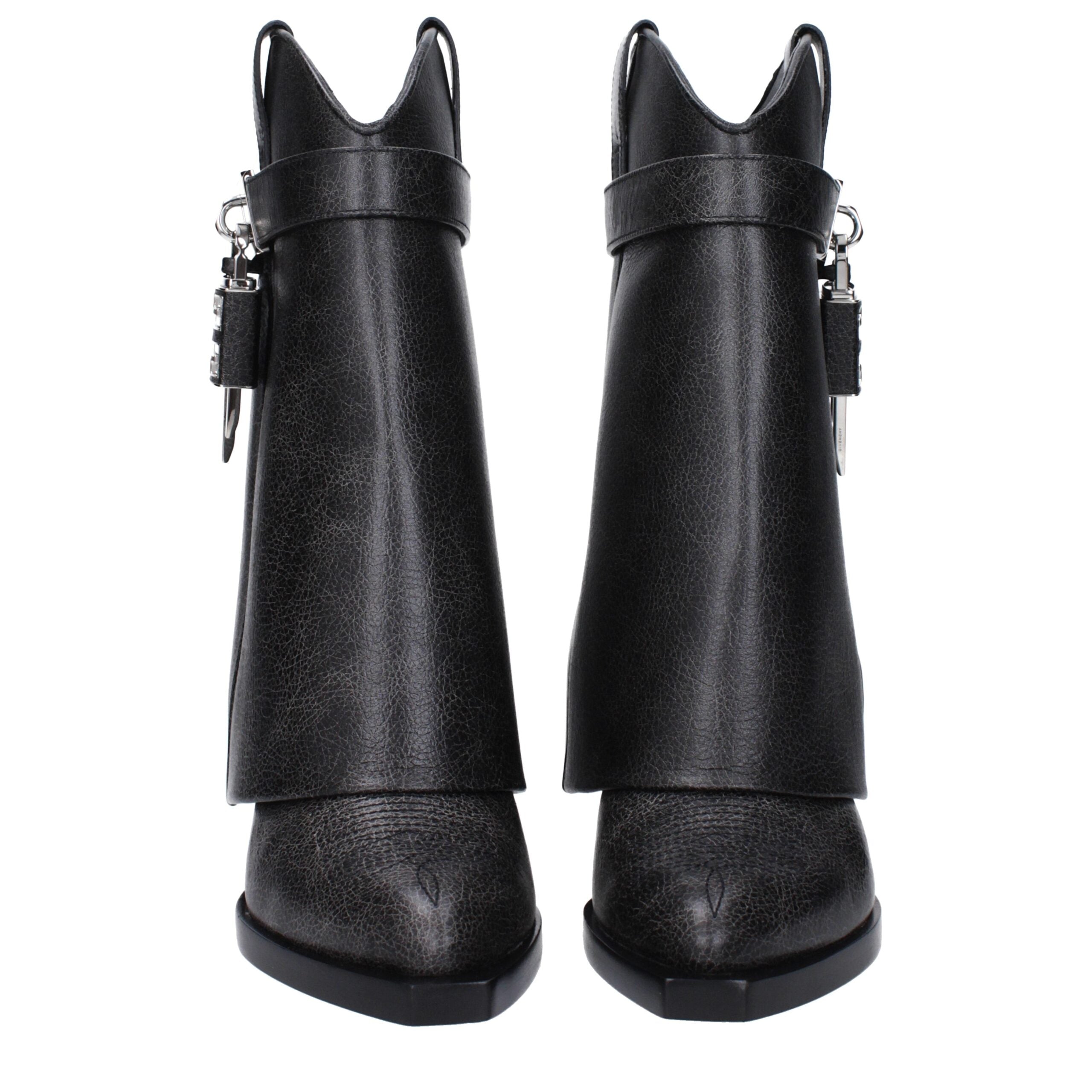 Black Leather Ankle Boots