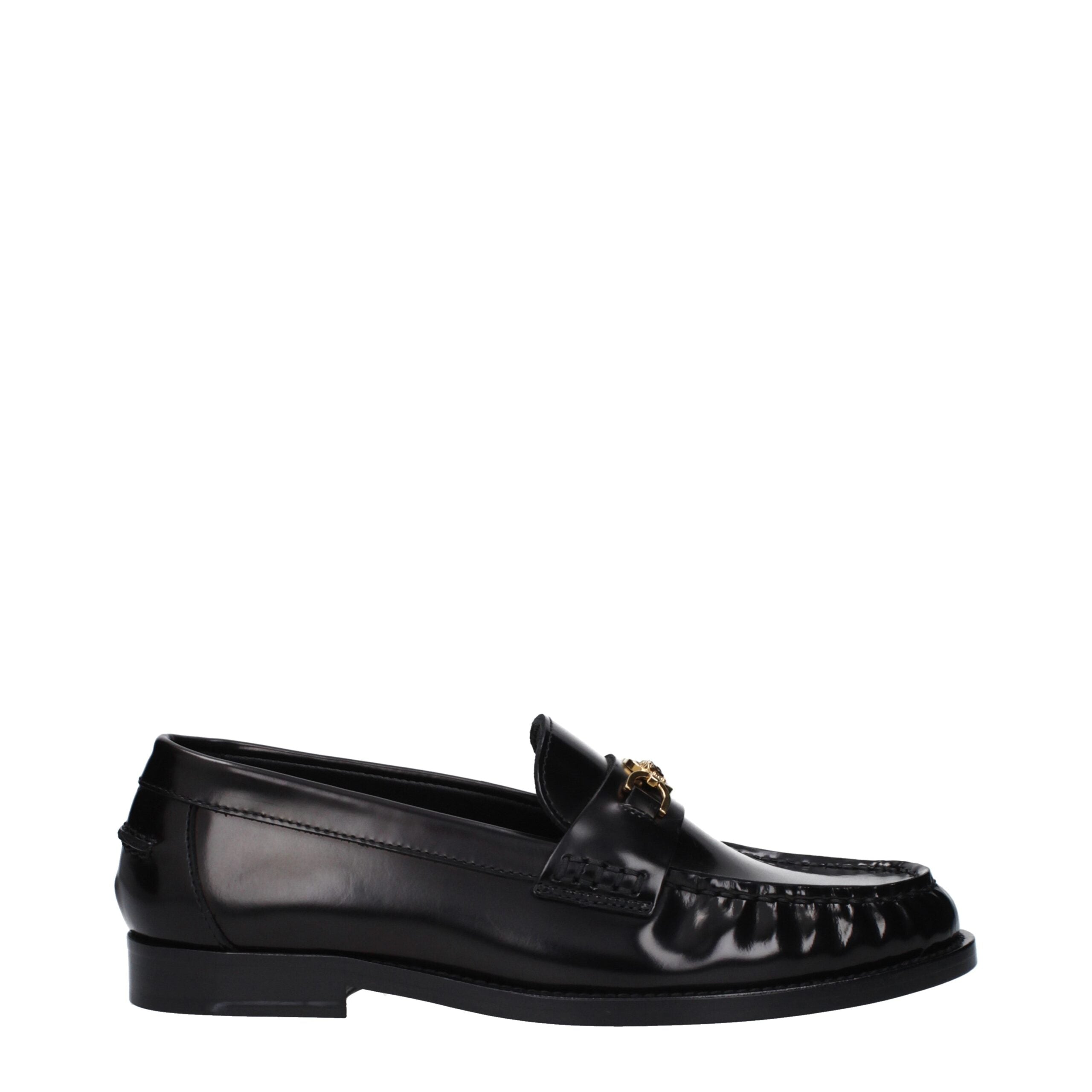 Black Leather Slip-On Loafers