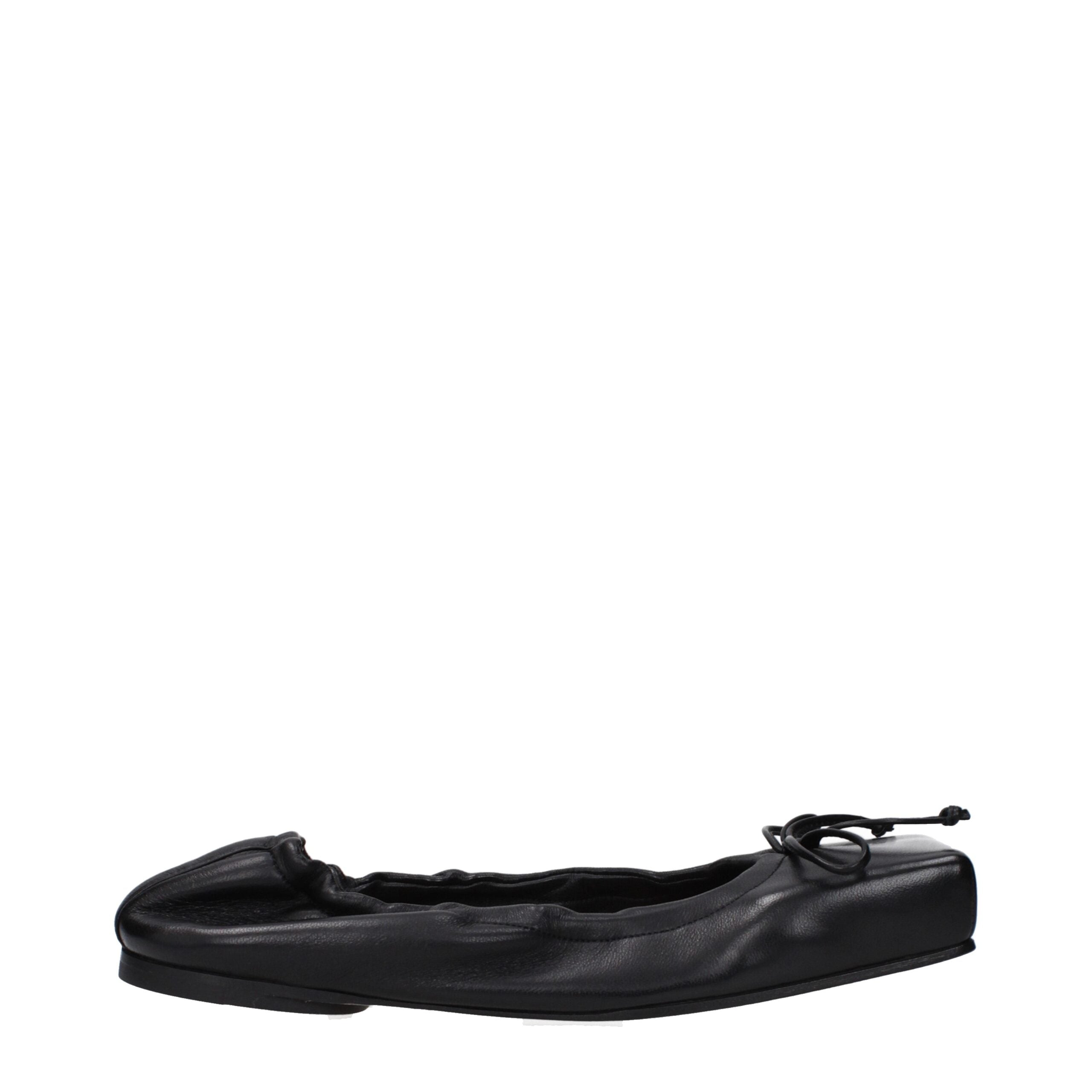 Black Leather Ballet Flats