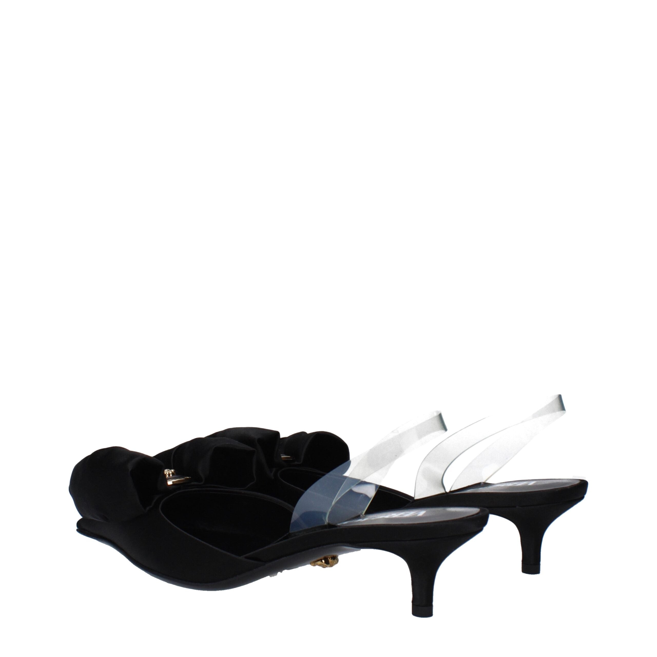 Black Satin Flat Sandals
