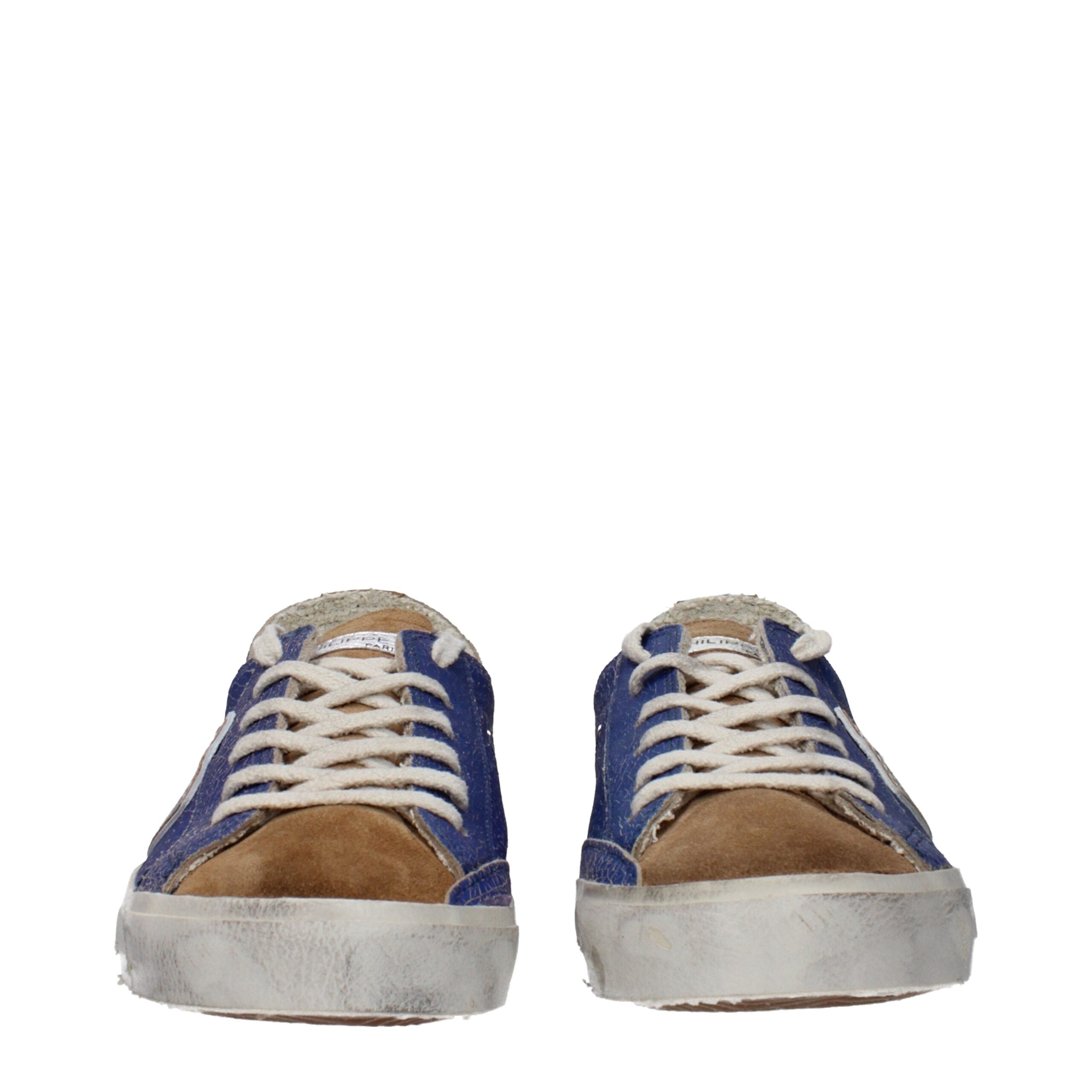 Blue Leather Low Top Sneakers